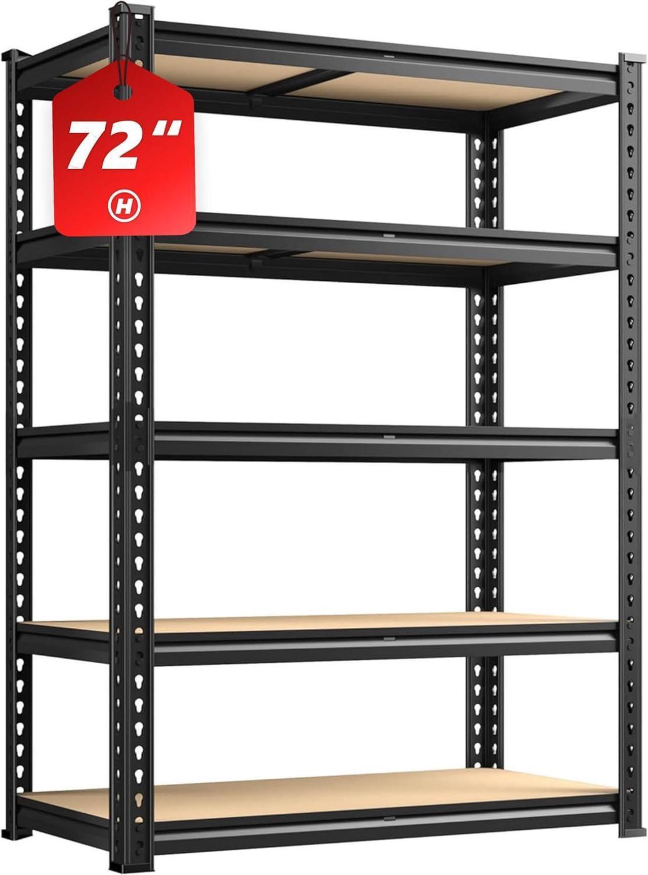 Main image of 2020LBS Storage Shelves 5 Tier Garage Shelving Heavy Duty Adjustable Garage Shelves, Utility Rack Shelf, Shelving Units for Storage Warehouse Pantry Closet, 35.5" W x 11.9" D x 72" H, Black