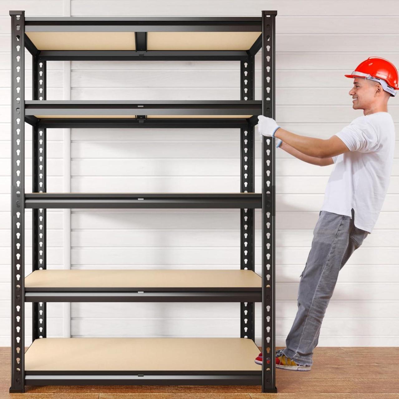 Alt view image 2 of 7 - 2020LBS Storage Shelves 5 Tier Garage Shelving Heavy Duty Adjustable Garage Shelves, Utility Rack Shelf, Shelving Units for Storage Warehouse Pantry Closet, 35.5" W x 11.9" D x 72" H, Black
