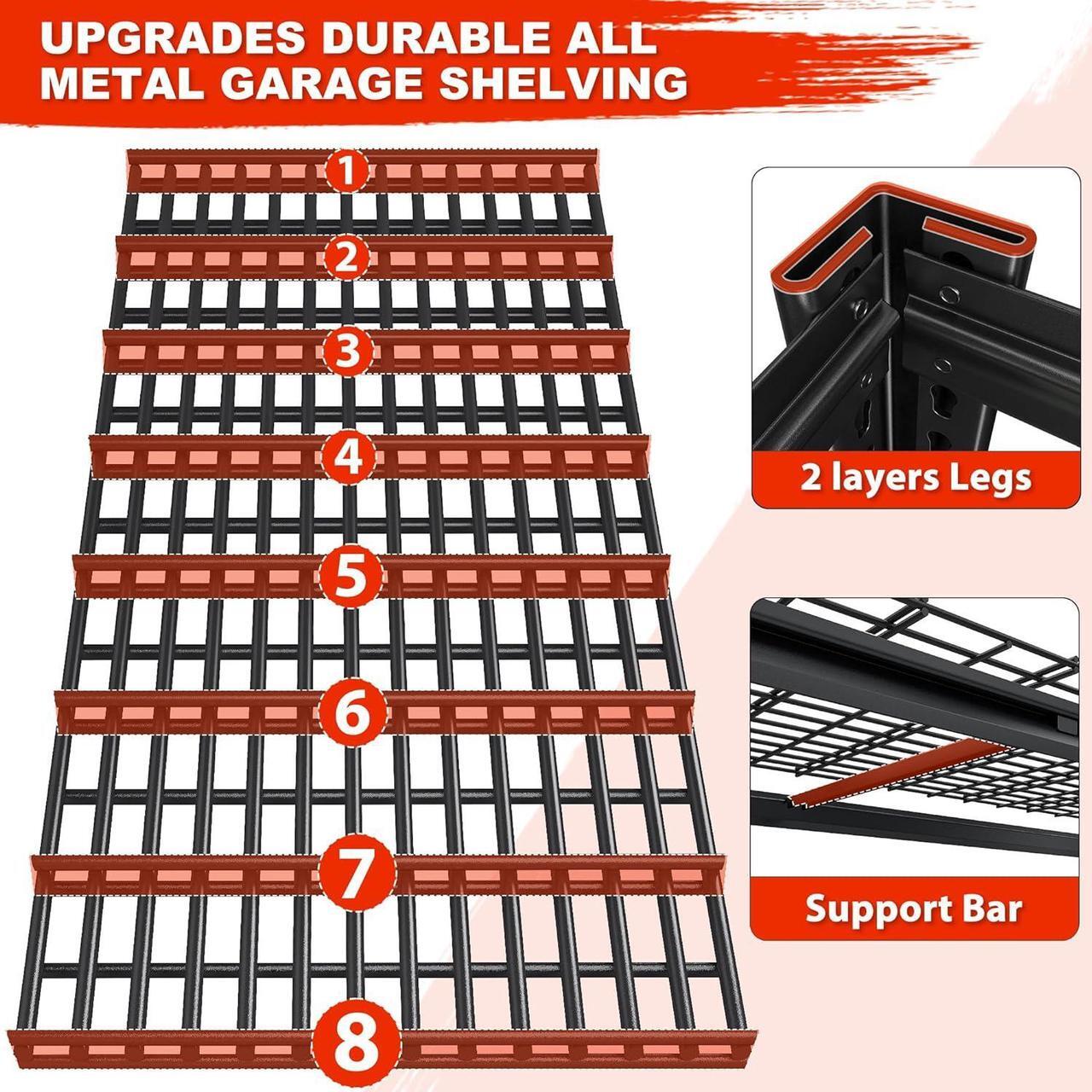 Alt view image 5 of 7 - 78" H Garage Shelving 3000LBS Heavy Duty Garage Storage Shelves Adjustable 5 Tier Metal Shelving Unit for Storage Rack Storage Shelves Industrial Storage Rack Shelf,55.2" W x 26" D x 78" H