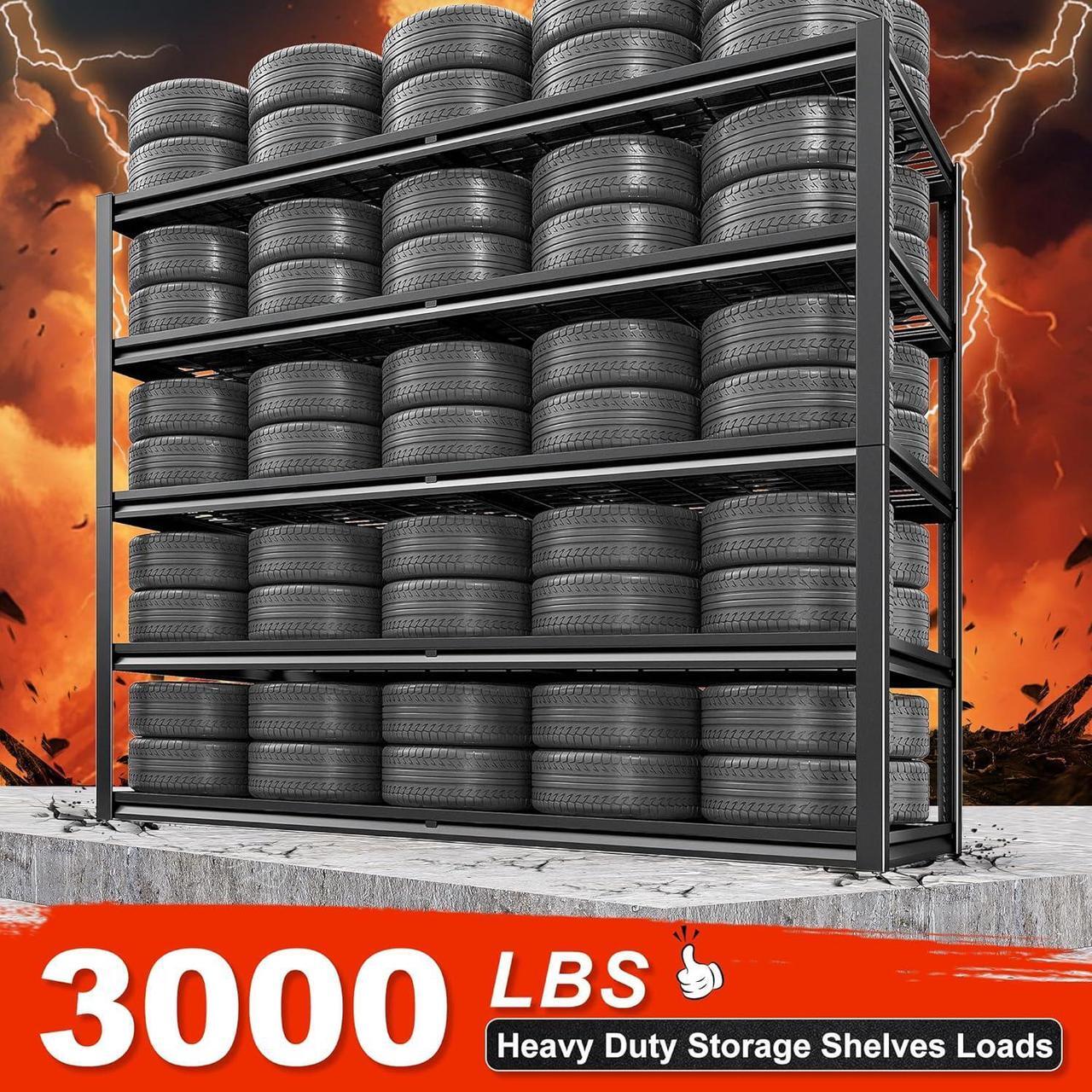 Alt view image 4 of 7 - 78" H Garage Shelving 3000LBS Heavy Duty Garage Storage Shelves Adjustable 5 Tier Metal Shelving Unit for Storage Rack Storage Shelves Industrial Storage Rack Shelf,55.2" W x 26" D x 78" H