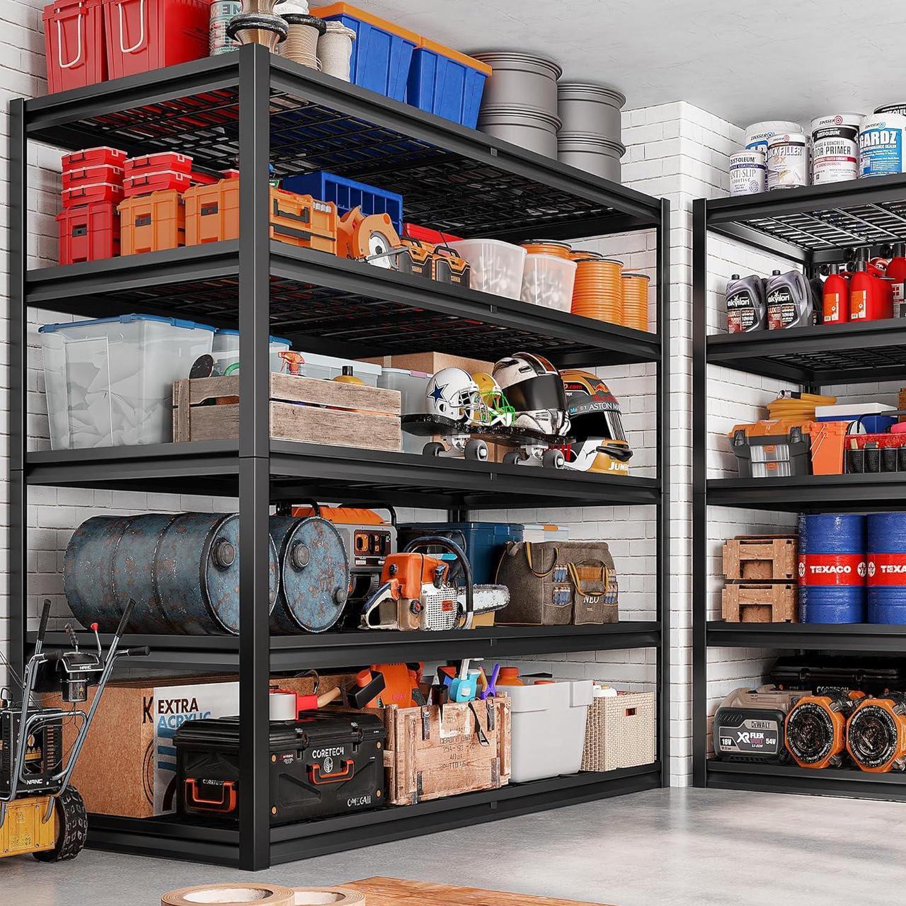 Alt view image 6 of 7 - 78" H Garage Shelving 3000LBS Heavy Duty Garage Storage Shelves Adjustable 5 Tier Metal Shelving Unit for Storage Rack Storage Shelves Industrial Storage Rack Shelf,55.2" W x 26" D x 78" H