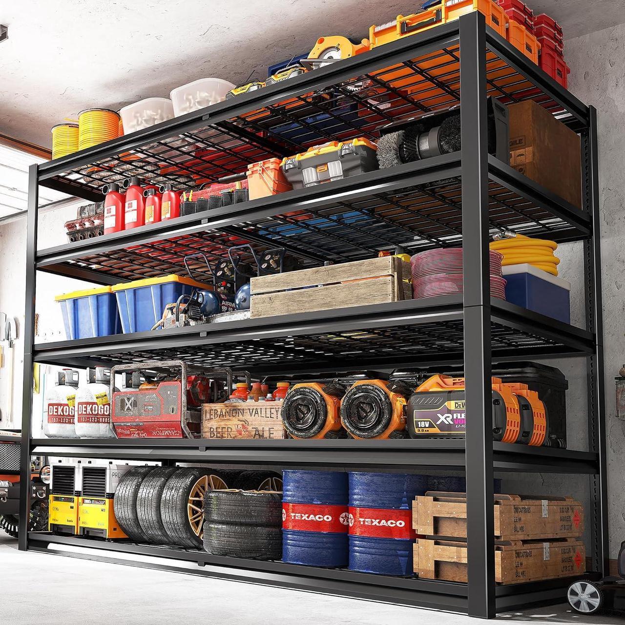 Alt view image 2 of 7 - 78" H Garage Shelving 3000LBS Heavy Duty Garage Storage Shelves Adjustable 5 Tier Metal Shelving Unit for Storage Rack Storage Shelves Industrial Storage Rack Shelf,55.2" W x 26" D x 78" H