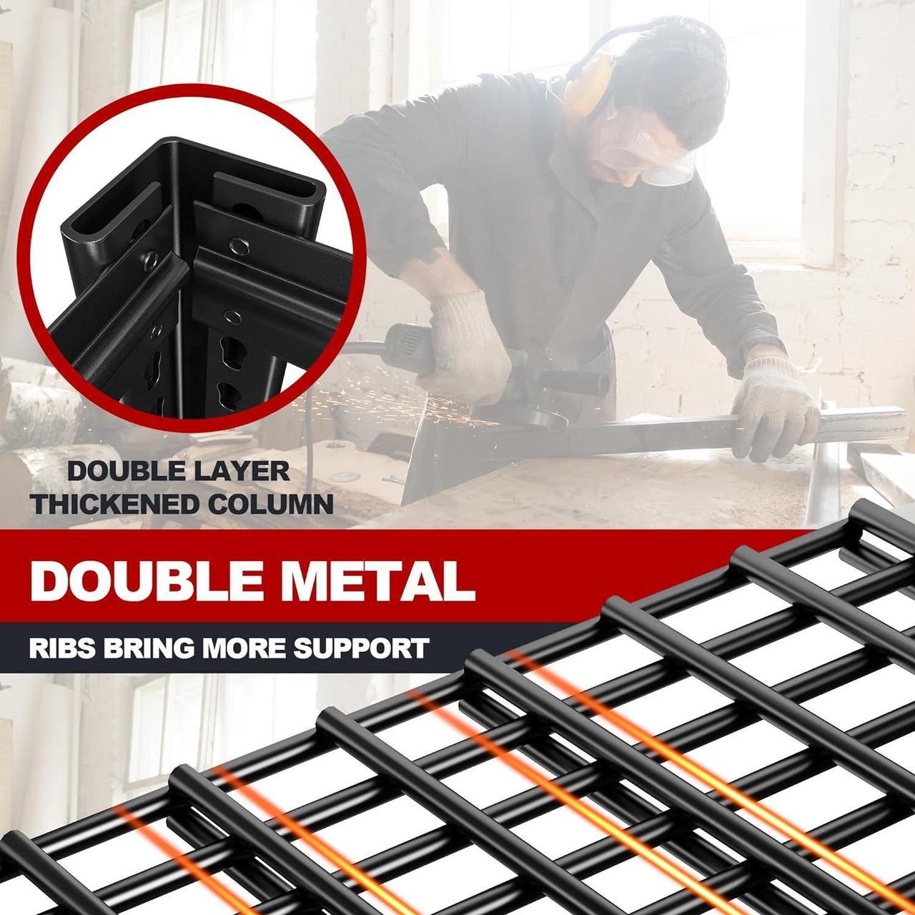 Alt view image 5 of 7 - 2500LBS Garage Shelving 48" W Garage Storage Shelves Heavy Duty Shelving 5 Tier Adjustable Garage Shelves Metal Shelves for Garage Storage Rack Industrial Shelving, 48''W X 72''H X18''D