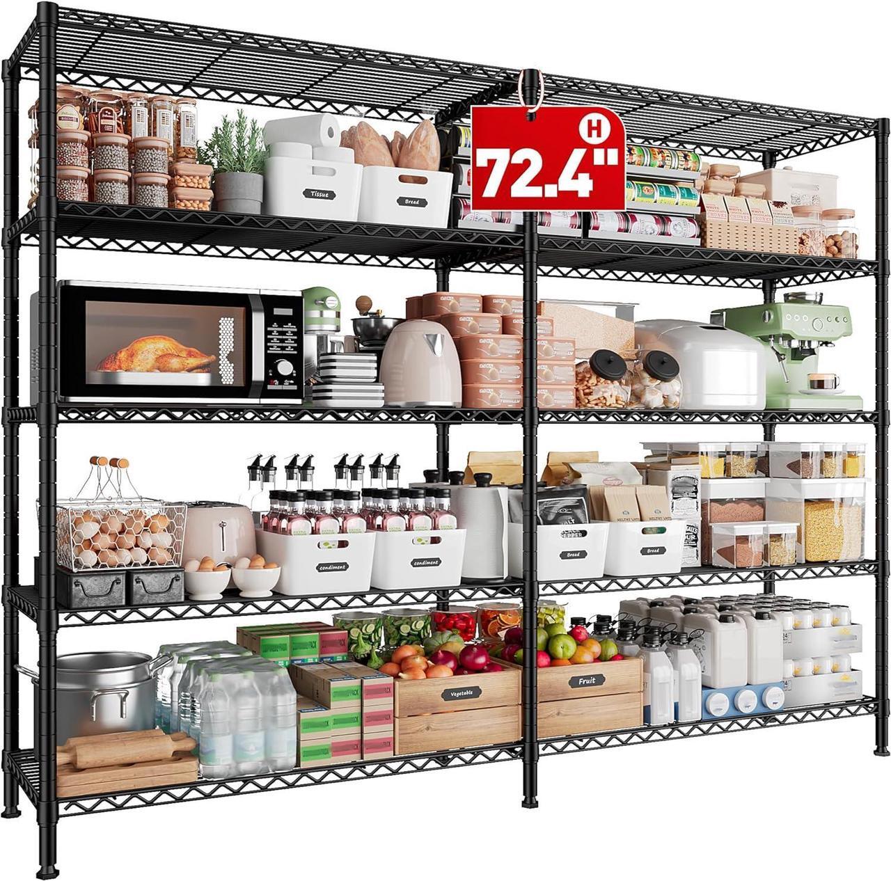 Main image of 1500LBS Storage Shelves 61.2''W Wire Shelving Unit 5 Tier Metal Shelving for Storage Rack Shelves for Storage Heavy Duty Garage Shelf Pantry Shelves Kitchen Shelving, 61.2''W*72.4''H*15.7" D