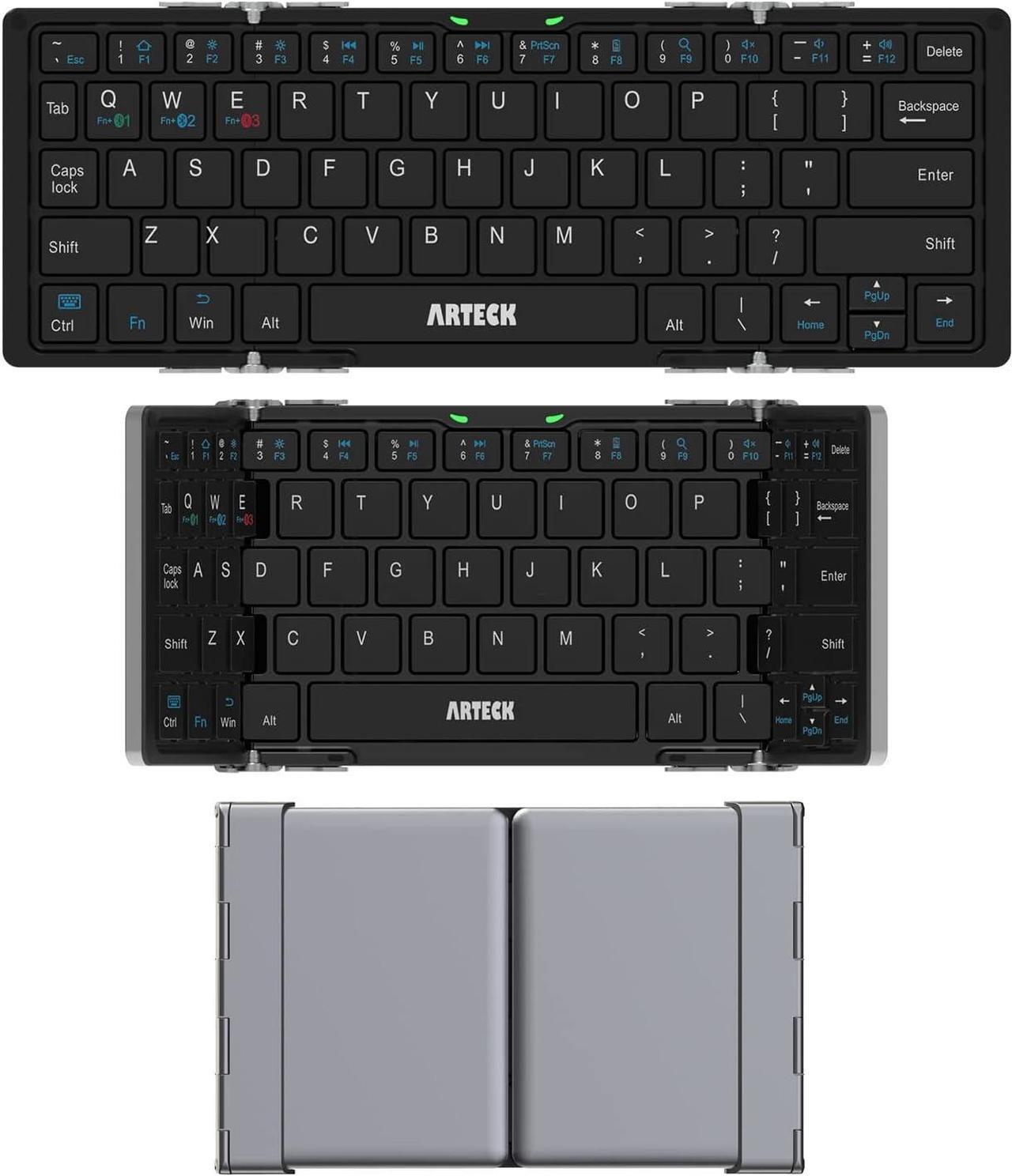 Main image of Folding Bluetooth Keyboard, Portable Mini Foldable Wireless Keyboard for iOS iPad 10.2-inch, Pro, Air, 9.7-inch, Mini, Android, MacOS, Windows Tablets Smartphone Built in Rechargeable Battery