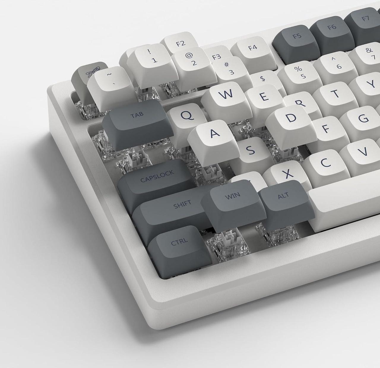 Alt view image 2 of 5 - Womier Retro Grey Double Shot PBT keycaps,XDA Profile keycaps 75 Percent,Retro Grey Keyboard Keycaps,Dye-Sub keycap,Custom Keycaps for Gateron MX Switches Mechanical Keyboard (139keys,only keycap)