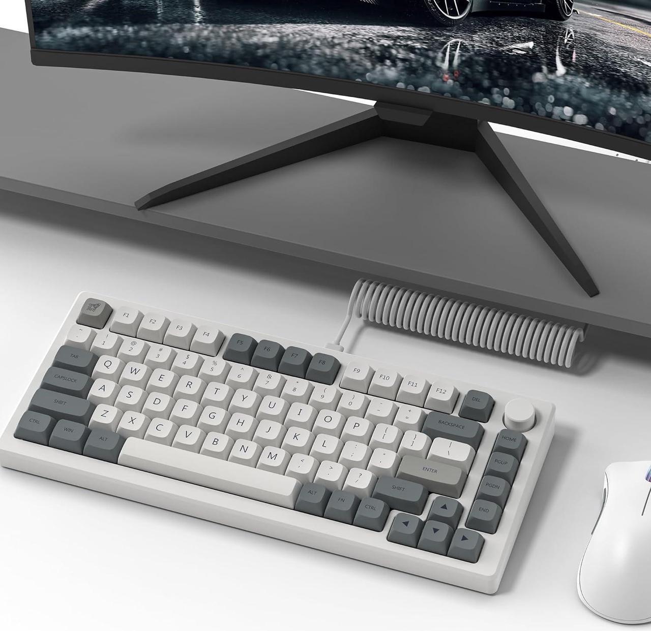 Alt view image 3 of 5 - Womier Retro Grey Double Shot PBT keycaps,XDA Profile keycaps 75 Percent,Retro Grey Keyboard Keycaps,Dye-Sub keycap,Custom Keycaps for Gateron MX Switches Mechanical Keyboard (139keys,only keycap)