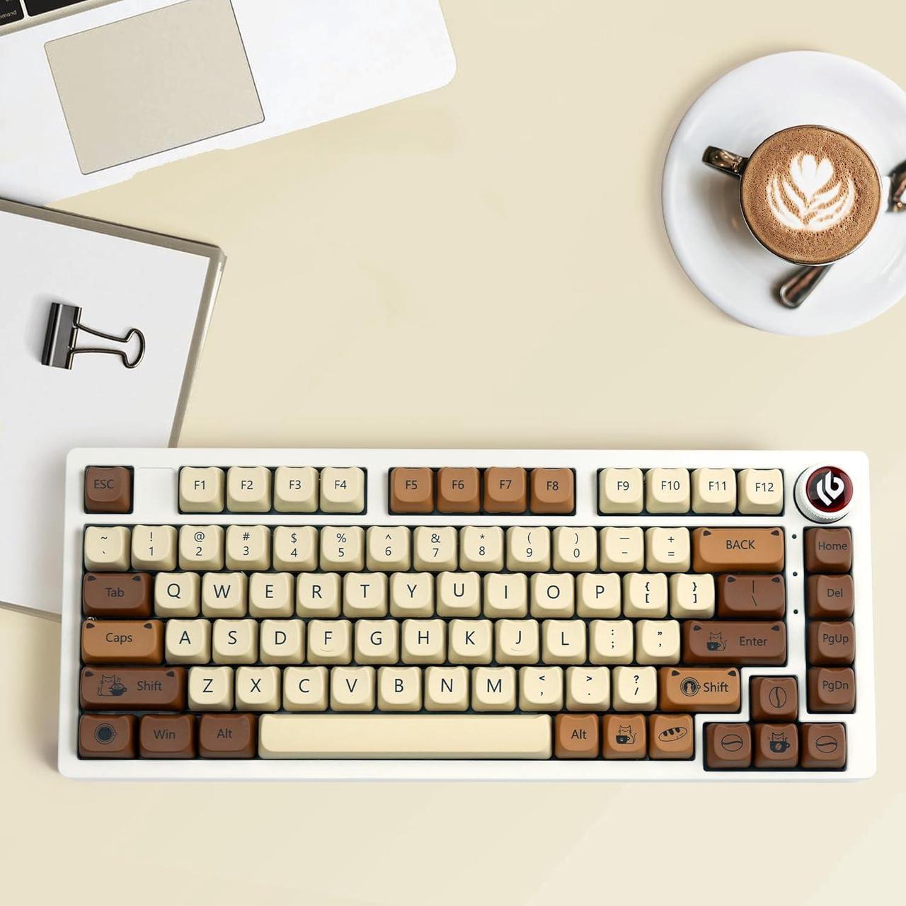 Alt view image 6 of 6 - XVX Cute Cat Keycaps, Thick PBT Keycap Mao Profile, 141 Keys Keyboard Keycaps, Dye-Sublimation Keycap Set Compatible with 60% 75% 96% 100% Cherry Gateron MX Switches Mechanical Gaming Keyboard
