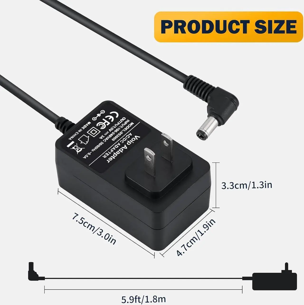 Alt view image 3 of 6 - for polycom Power Cord 5v Compatible with Polycom VOIP IP Phones Poly VVX 150 250 350 450 Edge B, E400, E300 Series, E220, E100 EM50