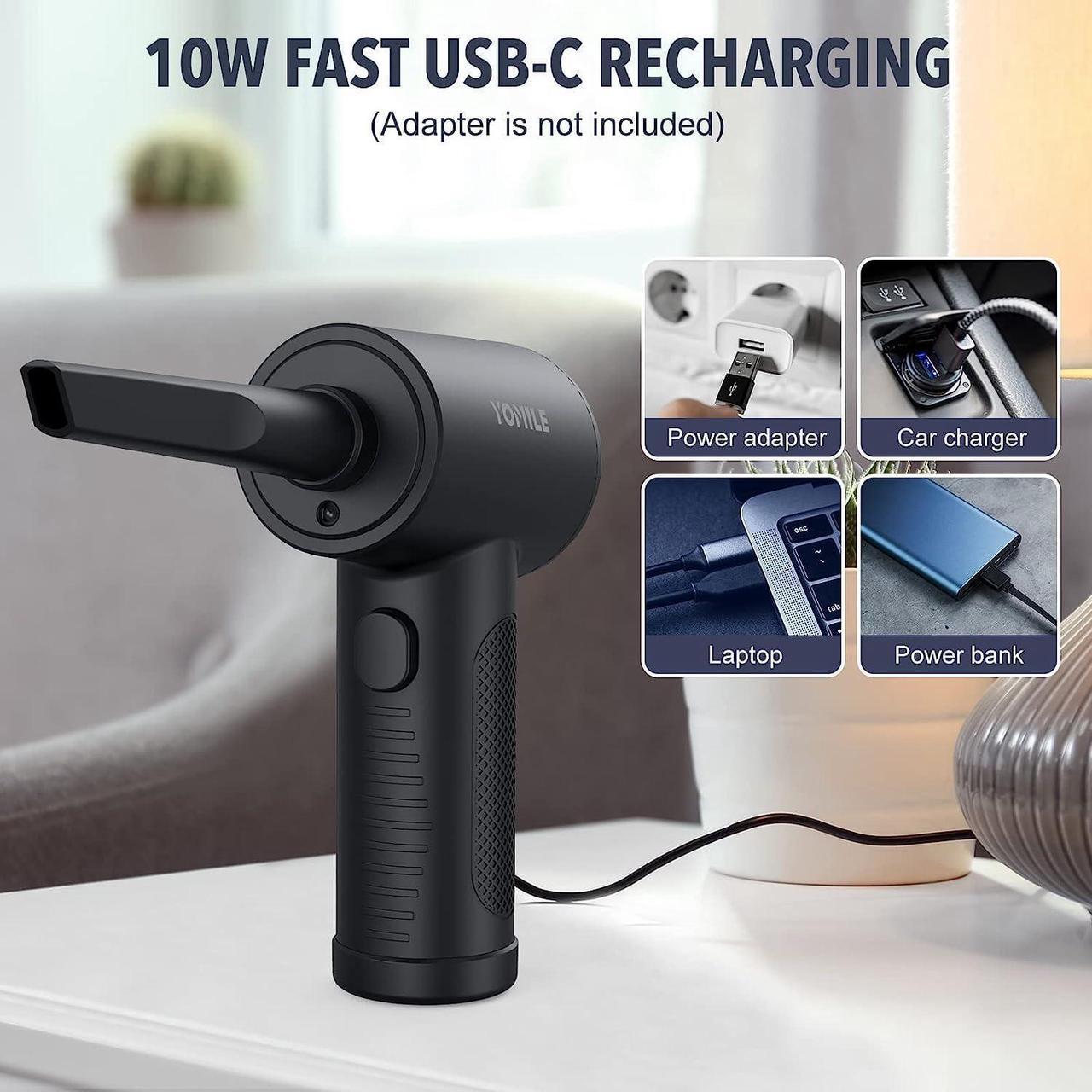 Alt view image 5 of 6 - Compressed air Duster - 120000RPM 3 Speeds Electric Air Duster, 7600mAh Battery Cordless Dust Blower for Keyboard Cleaner,Rechargeable Air Blower AIC Can for Office Computers