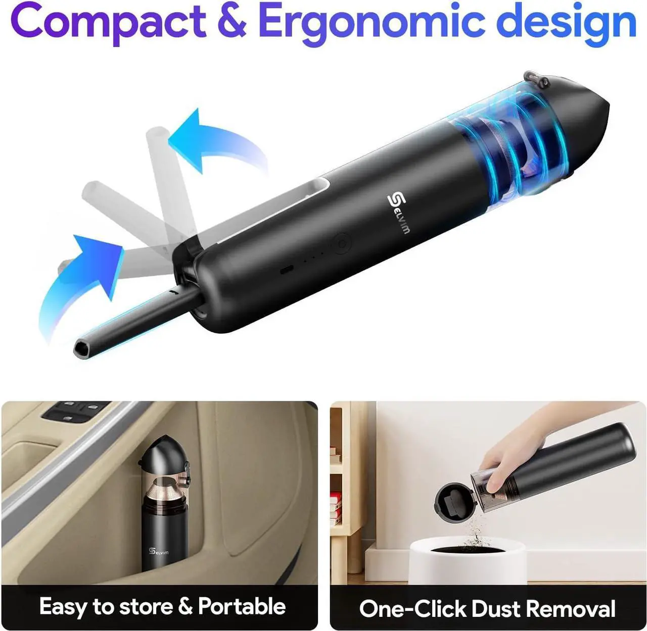 Alt view image 5 of 7 - Compressed Air Duster & Vacuum 2 in 1, Electric Air Blower Duster 69000RPM Computer Keyboard PC Cleaner, No Compressed Air Can with 8000mAh Battery, 2 Speed Powerful Cordless Car Office Duster