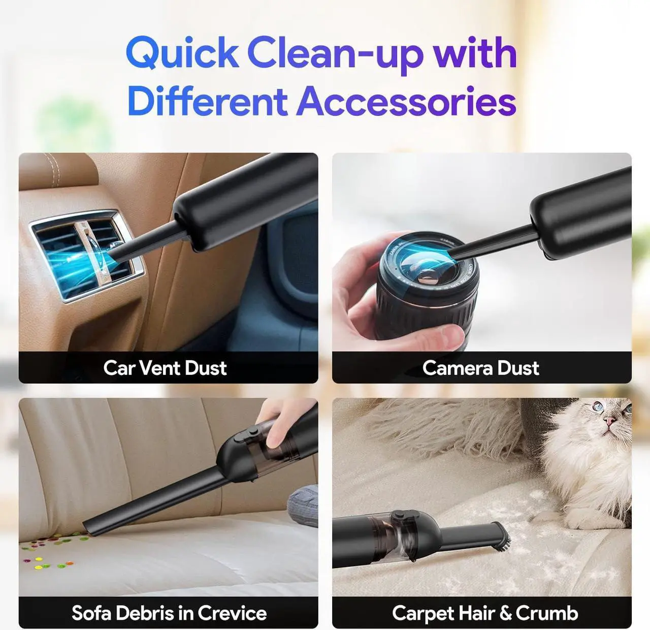 Alt view image 6 of 7 - Compressed Air Duster & Vacuum 2 in 1, Electric Air Blower Duster 69000RPM Computer Keyboard PC Cleaner, No Compressed Air Can with 8000mAh Battery, 2 Speed Powerful Cordless Car Office Duster
