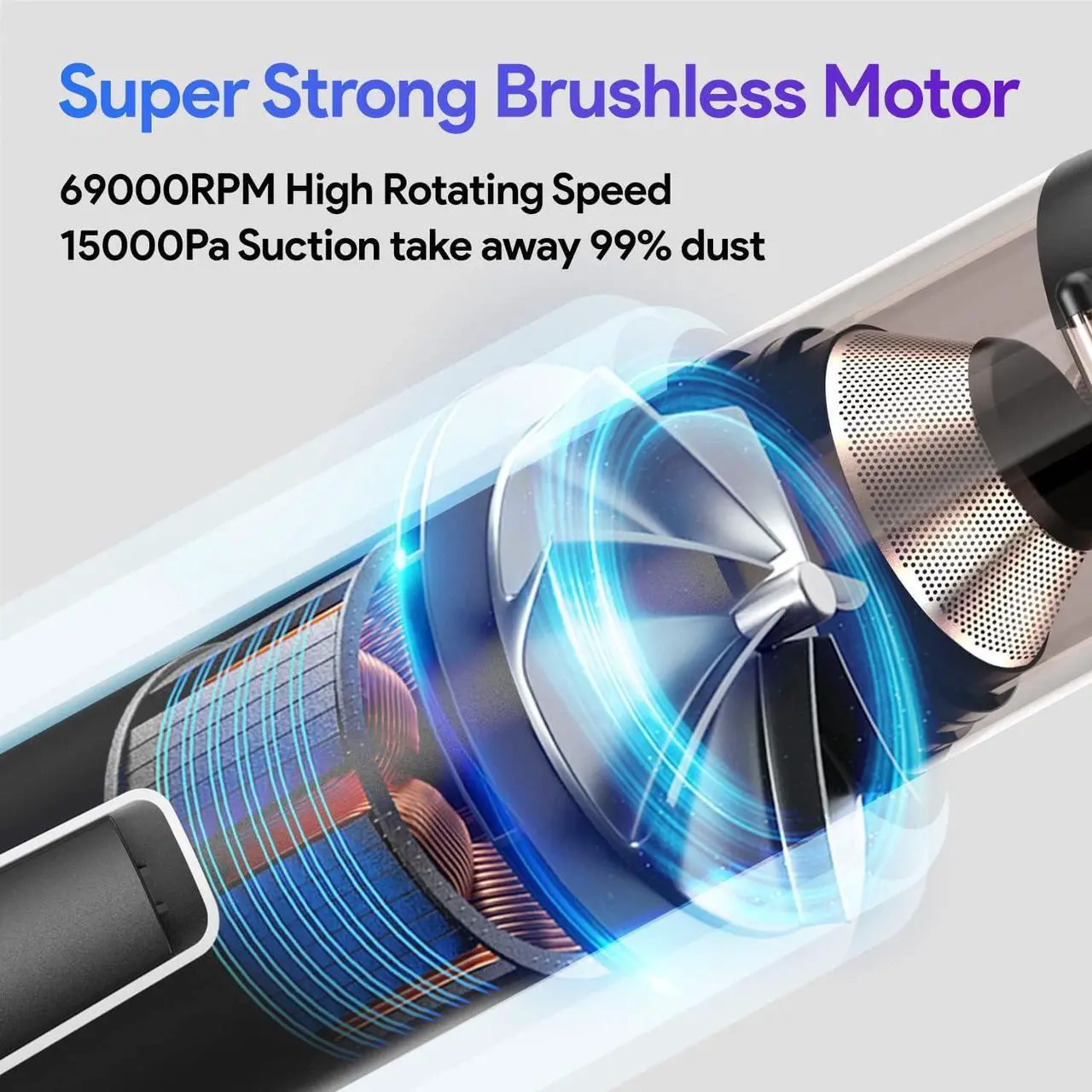 Alt view image 2 of 7 - Compressed Air Duster & Vacuum 2 in 1, Electric Air Blower Duster 69000RPM Computer Keyboard PC Cleaner, No Compressed Air Can with 8000mAh Battery, 2 Speed Powerful Cordless Car Office Duster