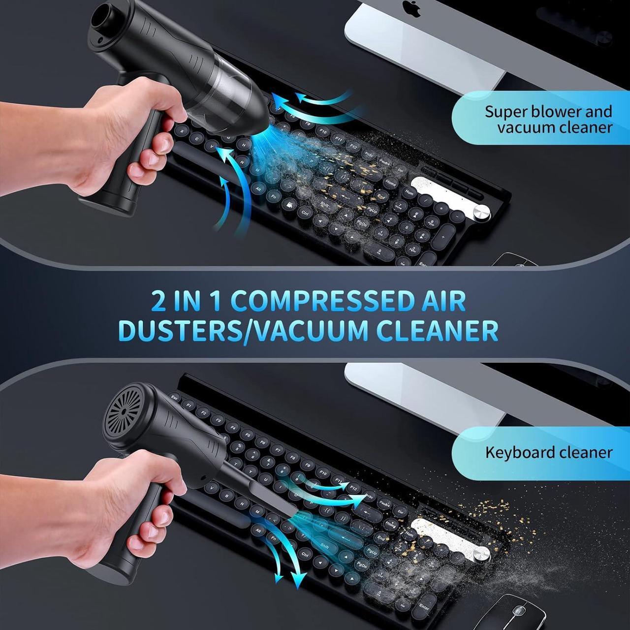 Alt view image 3 of 7 - Compressed-Air-Duster-Air-Blower- 180000RPM Air Duster Cleaner 2 in 1- Keyboard Cleaner - no Canned air Dusters- Electric Air Duster - Replaces Air Cans - Jet Dryer Blower Cleaner for pc