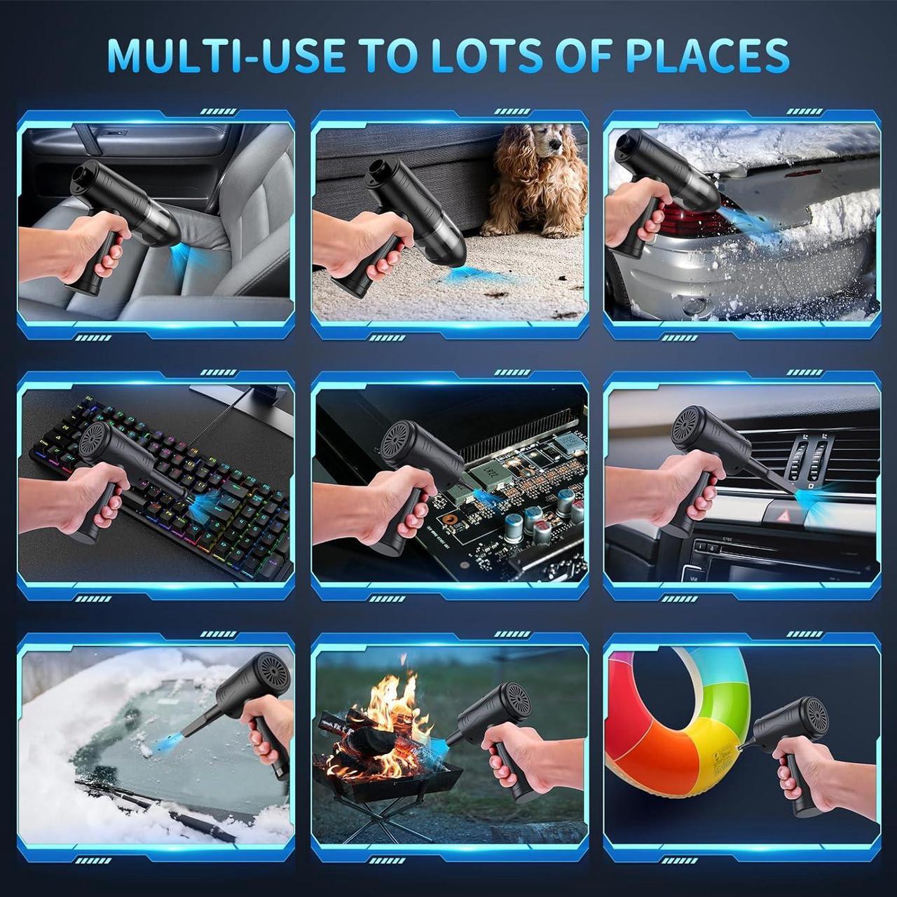 Alt view image 4 of 7 - Compressed-Air-Duster-Air-Blower- 180000RPM Air Duster Cleaner 2 in 1- Keyboard Cleaner - no Canned air Dusters- Electric Air Duster - Replaces Air Cans - Jet Dryer Blower Cleaner for pc
