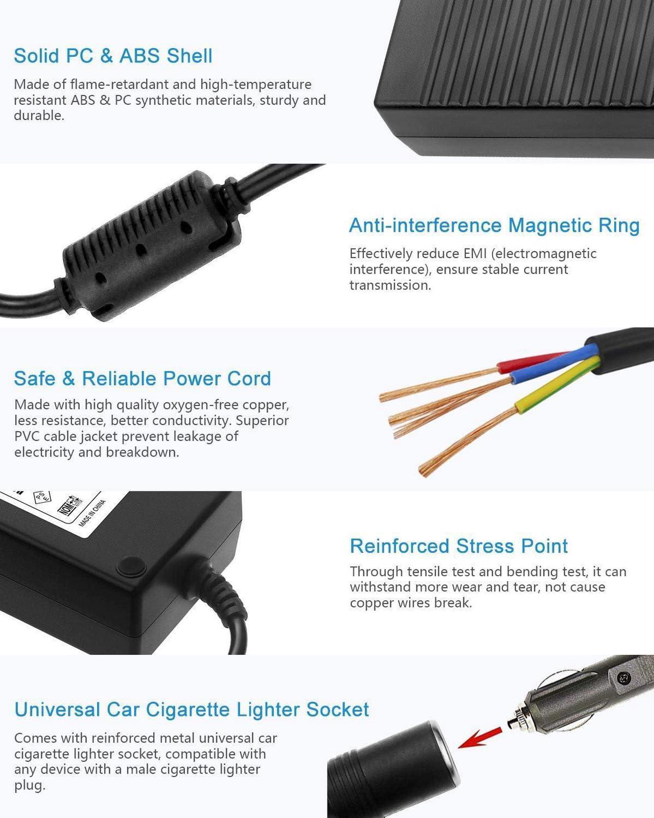 Alt view image 5 of 7 - AC to DC Converter 100V ~ 240V to 12V 10A 120W Power Supply Adapter Car Cigarette Lighter Socket AC/DC Transformer for Car Vacuum Cleaner, Car Refrigerator and Other Car Devices