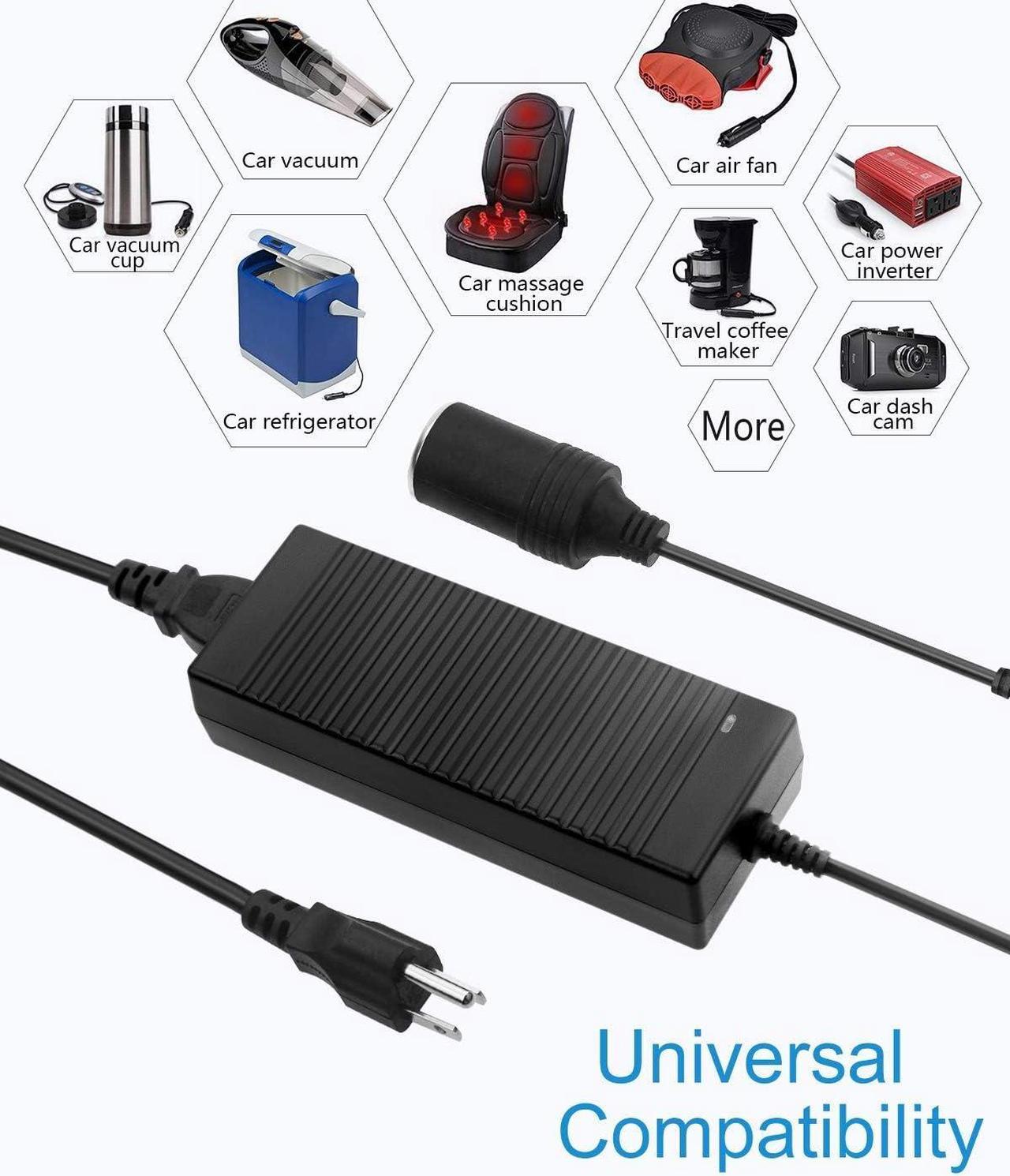 Alt view image 6 of 7 - AC to DC Converter 100V ~ 240V to 12V 10A 120W Power Supply Adapter Car Cigarette Lighter Socket AC/DC Transformer for Car Vacuum Cleaner, Car Refrigerator and Other Car Devices