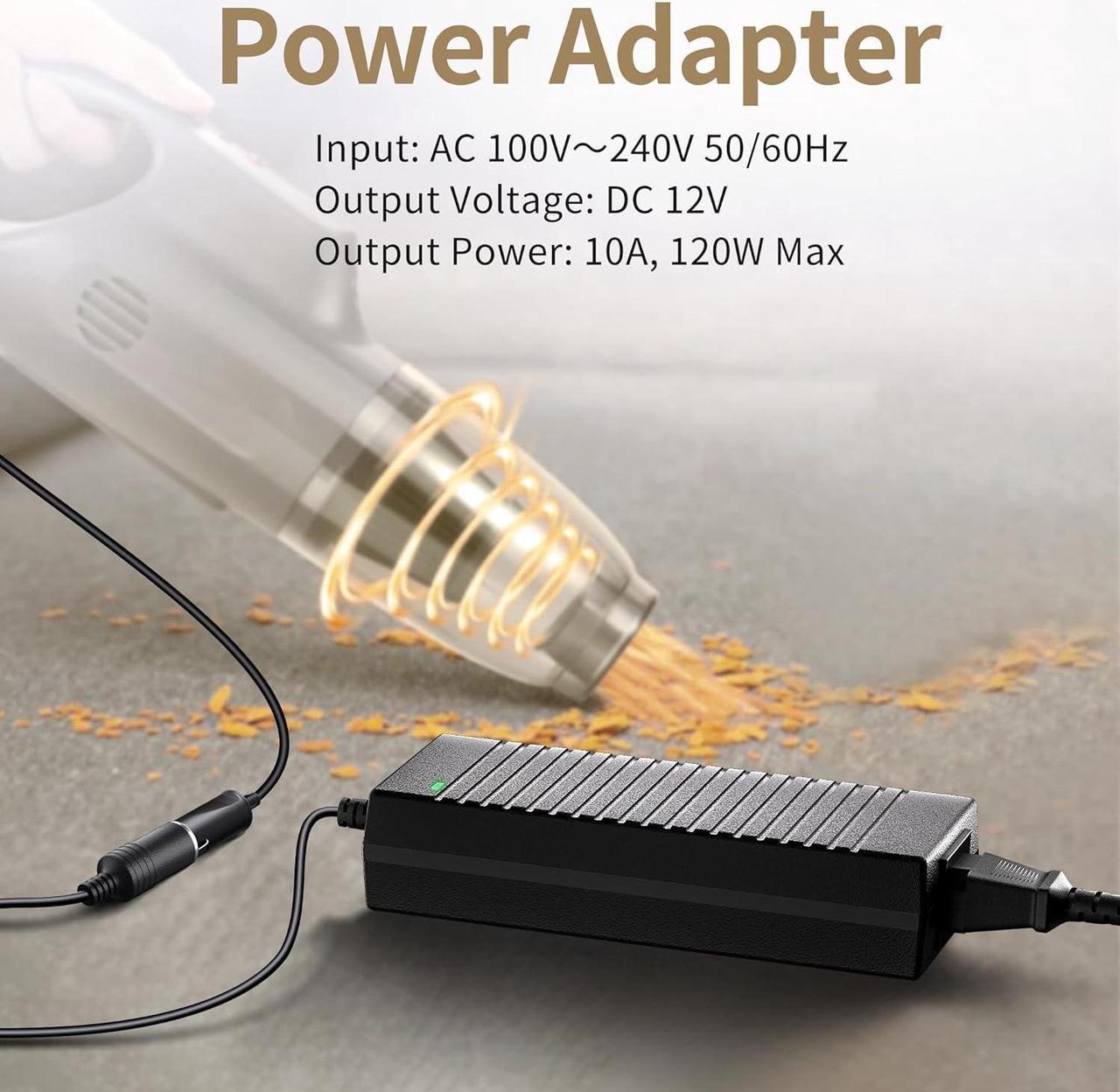 Alt view image 3 of 7 - AC to DC Converter, 120W/10A/7.64FT 110V to 12V Converter, Car Cigarette Lighter Adapter AC/DC Power Supply Socket for Inflator, Car Vacuum Cleaner, Car Refrigerator, etc.