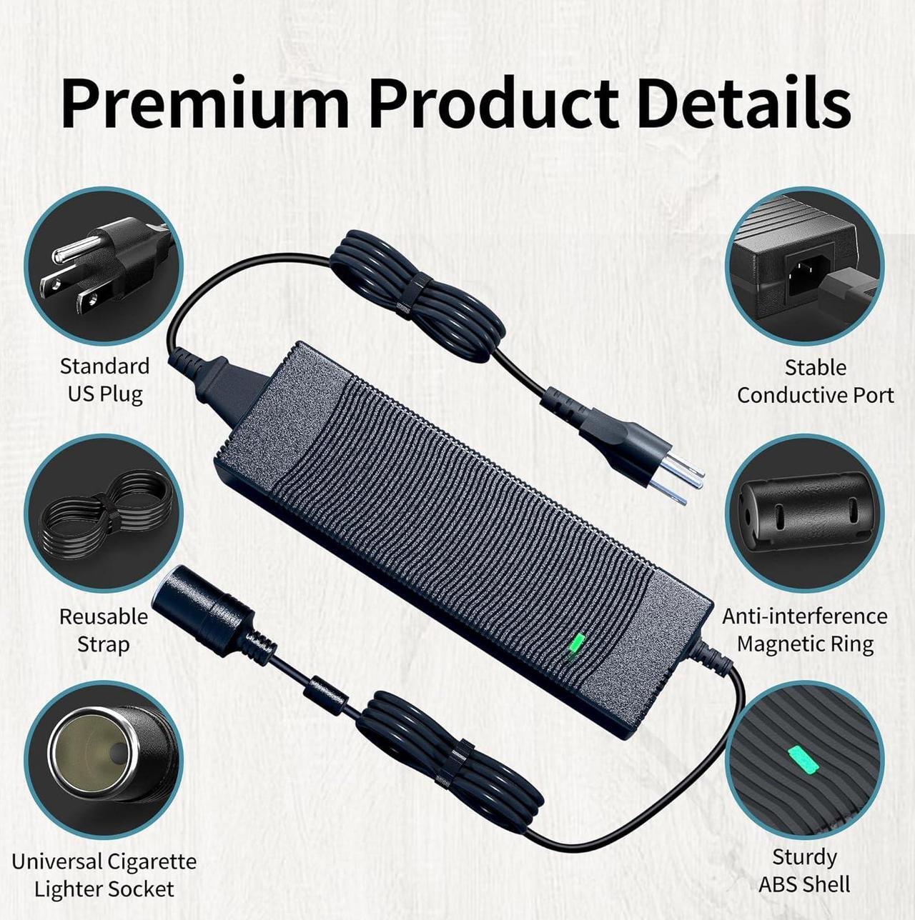 Alt view image 3 of 7 - AC to DC Converter, 15A/180W/7.64ft 110V to 12V Converter with Cooling Fan, Car Cigarette Lighter Socket AC/DC Power Supply Adapter for Inflator, Car Vacuum Cleaner, Car Refrigerator, etc.