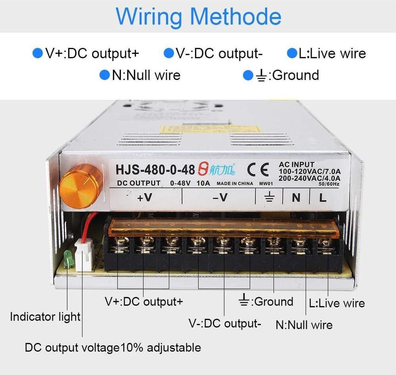Alt view image 4 of 7 - Adjustable DC Power Voltage Converter AC 110V-220V to DC 0-48V Module Switching Power Supply Digital Display 480W Voltage Regulator Transformer Built in Cooling Fan