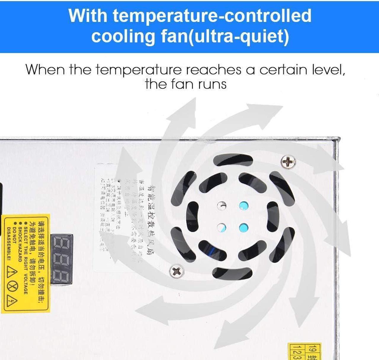 Alt view image 5 of 7 - Adjustable DC Power Voltage Converter AC 110V-220V to DC 0-48V Module Switching Power Supply Digital Display 480W Voltage Regulator Transformer Built in Cooling Fan