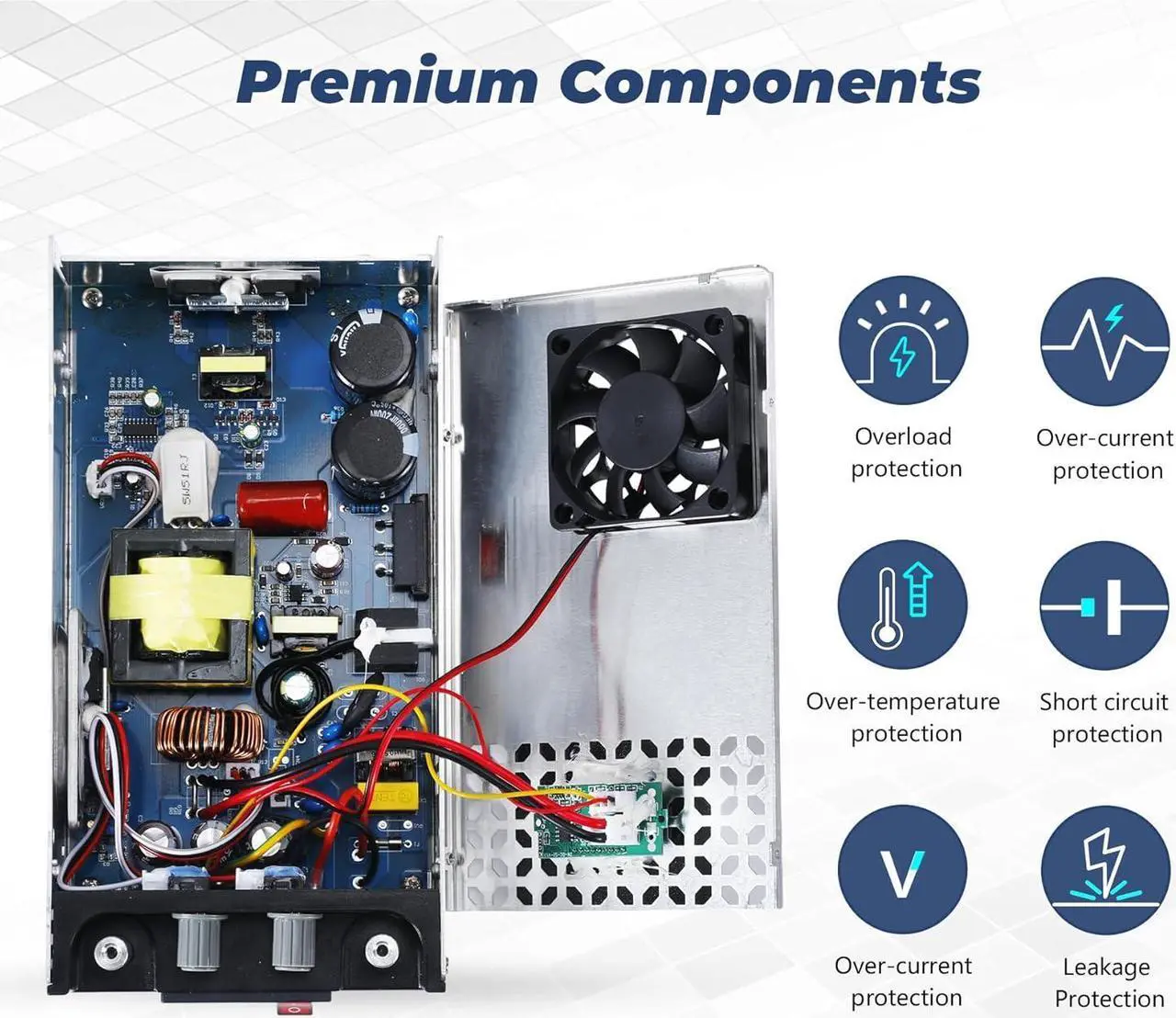 Alt view image 3 of 7 - AC to DC Converter 60V DC Power Supply Adjustable 0-60V 0-10A SMPS Max 600W Switching Power Supply for Led Strip, Motor Pump, CCTV, 3D Printer, Lab Computer