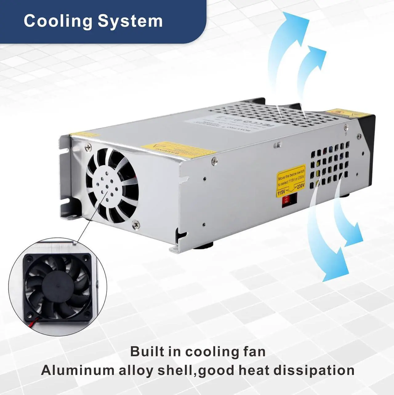 Alt view image 5 of 7 - AC to DC Converter 12V Power Supply 1200W Max 100A SMPS 110v to 12v Converter Switching Power Supply Transformer for Car Radio/Stereos, RV, 3D Printer, Led Strip, Motor Pump, CCTV
