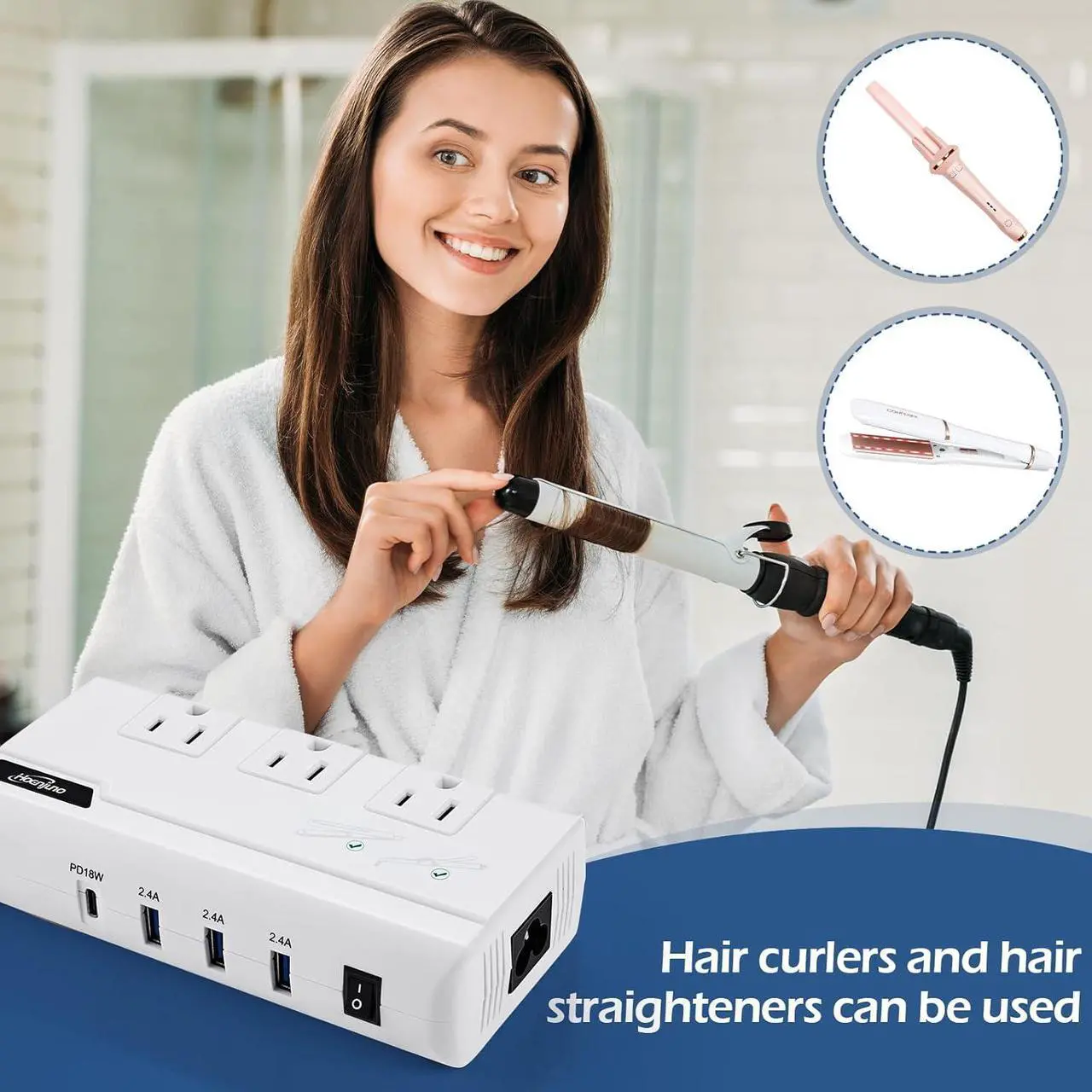 Alt view image 2 of 6 - Travel Voltage Converter 220V to 110V Step Down, 230W International Travel Adapter for Hair Straightener/Curling Iron, Universal Power Plug Adapter Including UK, US, AU, EU, IT, India, etc.