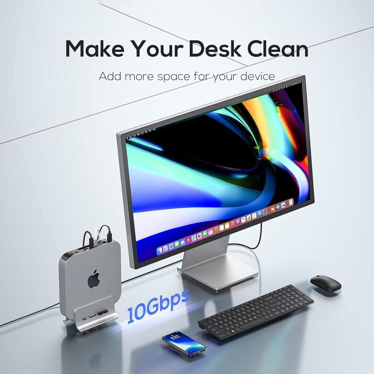 Alt view image 4 of 6 - USB C Hub for Mac Mini, 5 in 1USB Hub Adapter Support M.2 NVMe SSD Expand, Docking Station with 2 USB C 10Gbps, SD/TF Card Reader, M.2 SSD (Not Included)