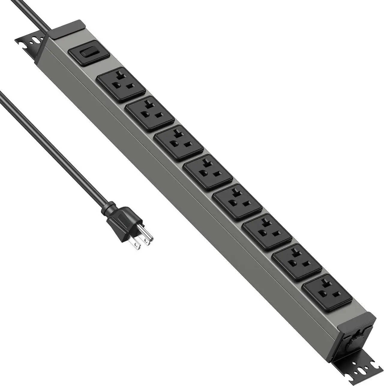 Main image of Heavy Duty Power Strip Wall Mount, 20 Amp Surge Protector 1200J Metal 8 Outlet Under Desk Mounted 20A, Garage Power Bar Table Socket Industrial Outlets 6-20R T-Slot, 6FT 12AWG Extension Cord
