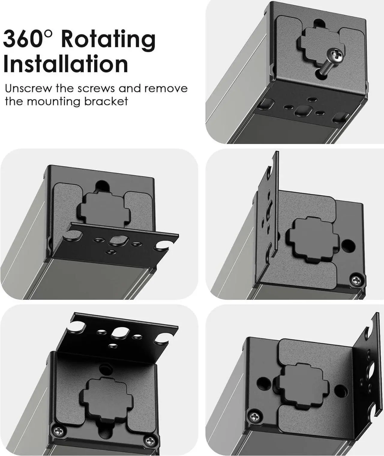 Alt view image 3 of 7 - Heavy Duty Power Strip Wall Mount, 20 Amp Surge Protector 1200J Metal 8 Outlet Under Desk Mounted 20A, Garage Power Bar Table Socket Industrial Outlets 6-20R T-Slot, 6FT 12AWG Extension Cord