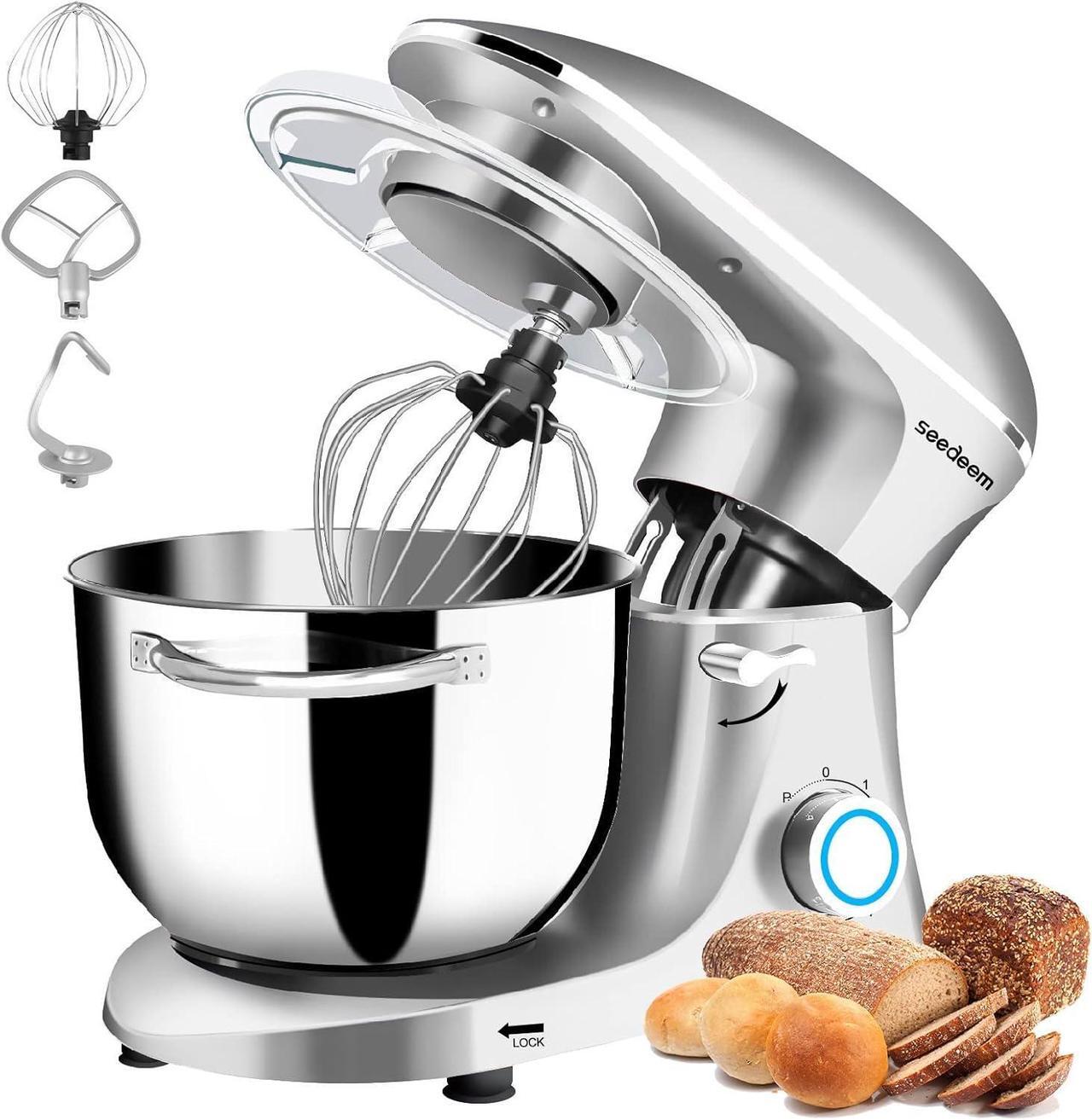 Main image of Stand Mixer, 6Qt Electric Food Mixer, 660W 6-Speeds Tilt-Head Dough Mixers with Dishwasher-Safe Dough Hook, Wire Whip & Beater for Daily Use, Silver