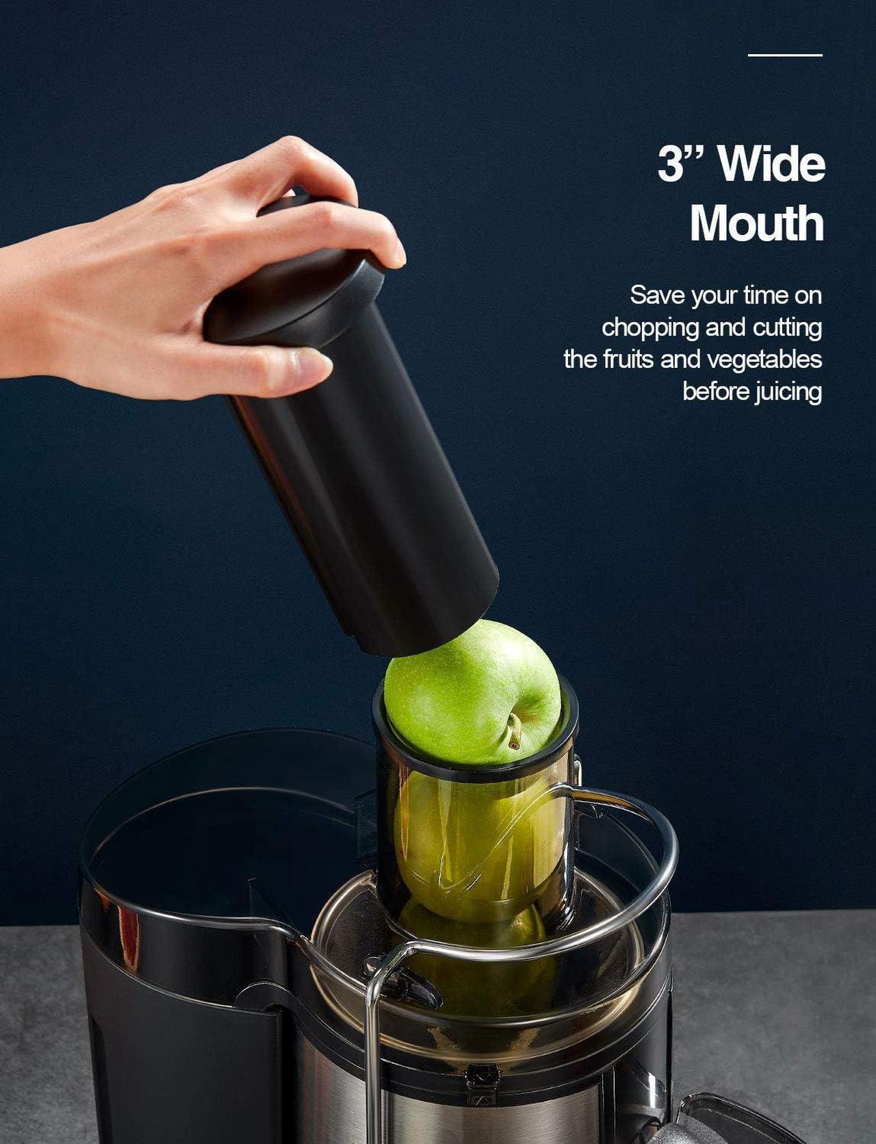 Alt view image 2 of 7 - Juicer Machine, 500W Centrifugal Juicer Extractor with Wide Mouth 3 Feed Chute for Fruit Vegetable, Easy to Clean, Stainless Steel, BPA-free (Black)