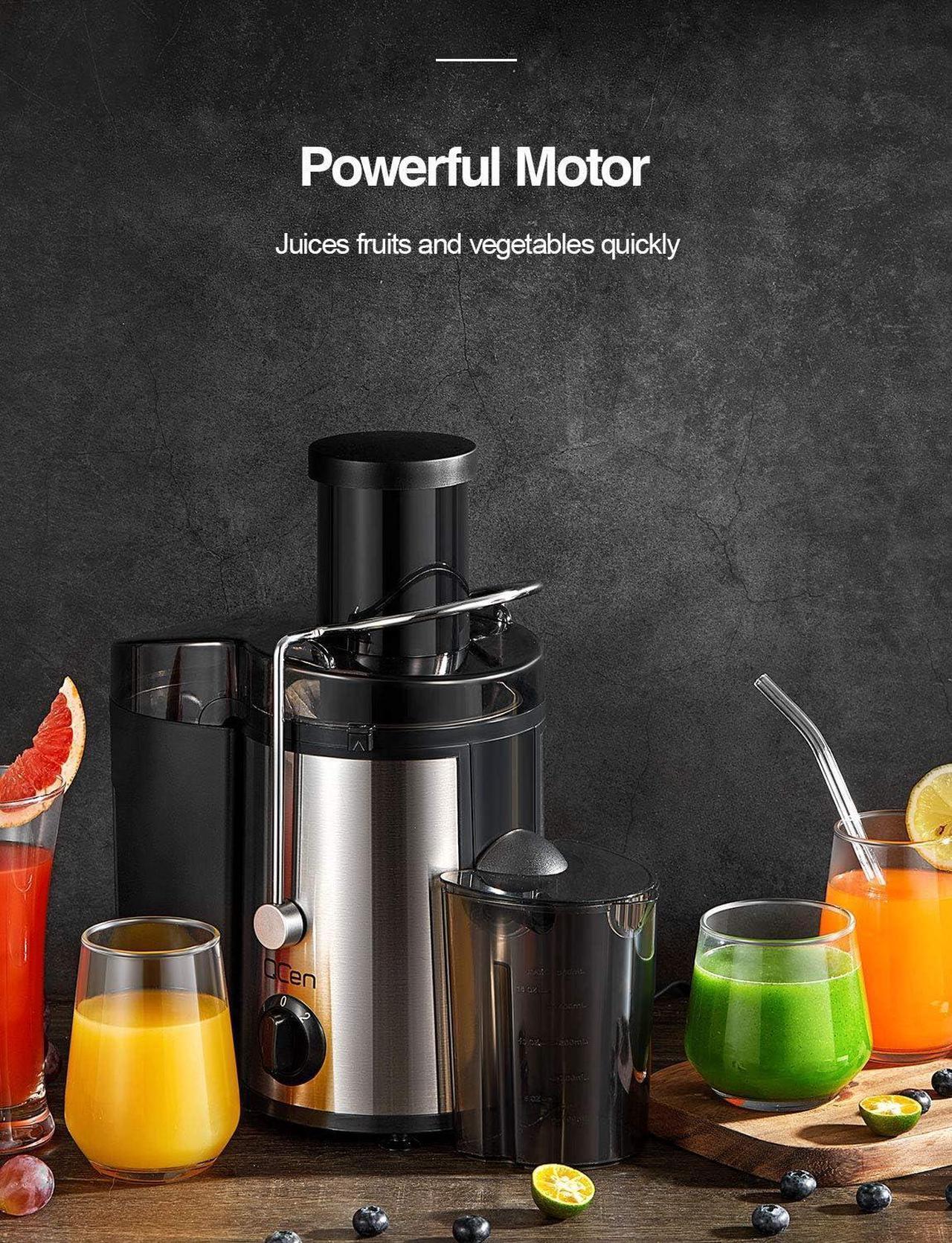 Alt view image 4 of 7 - Juicer Machine, 500W Centrifugal Juicer Extractor with Wide Mouth 3 Feed Chute for Fruit Vegetable, Easy to Clean, Stainless Steel, BPA-free (Black)