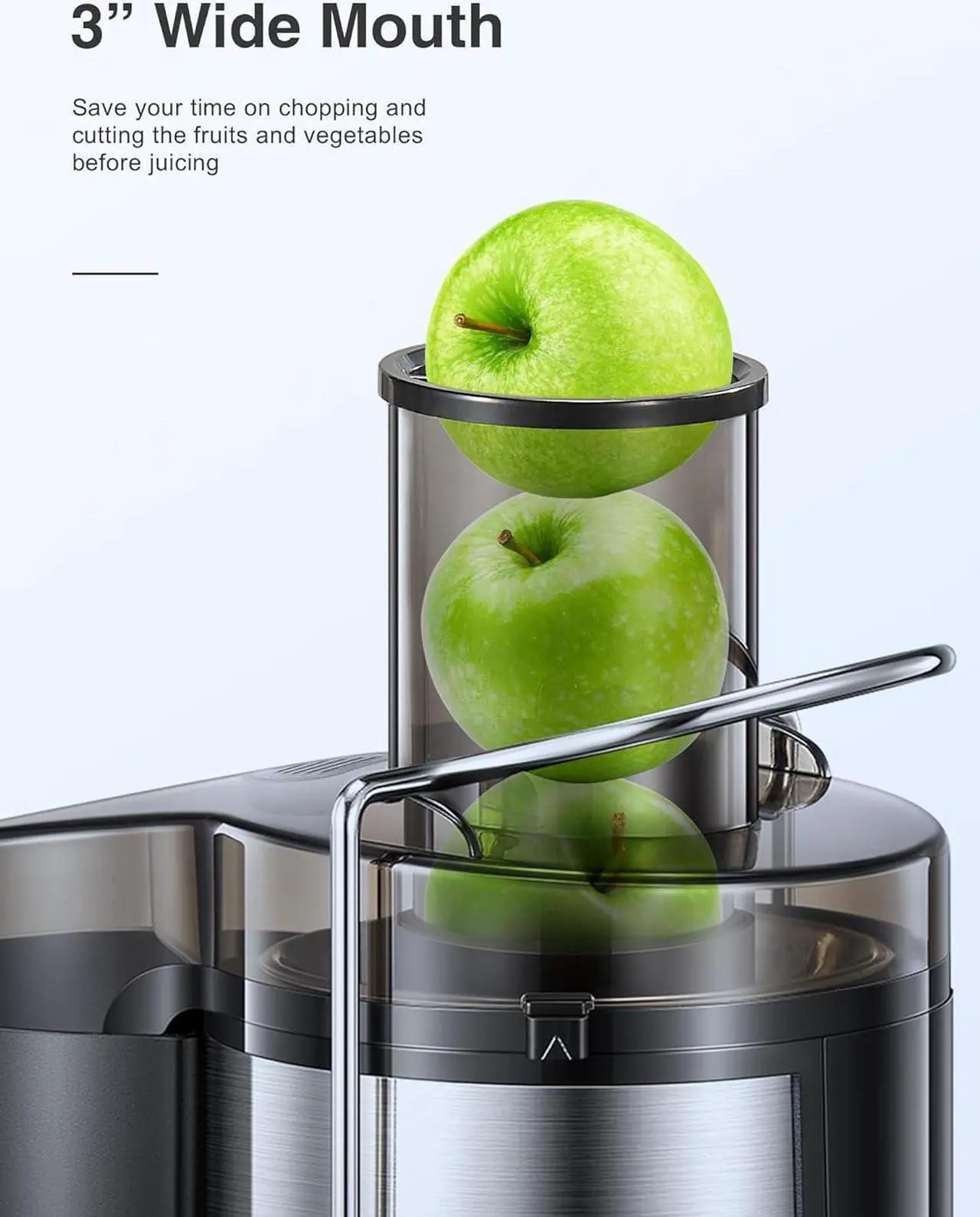 Alt view image 2 of 7 - Juicer Machine, 800W Centrifugal Juicer Extractor with Wide Mouth 3 Feed Chute for Fruit Vegetable, Easy to Clean, Stainless Steel, BPA-free (Black)