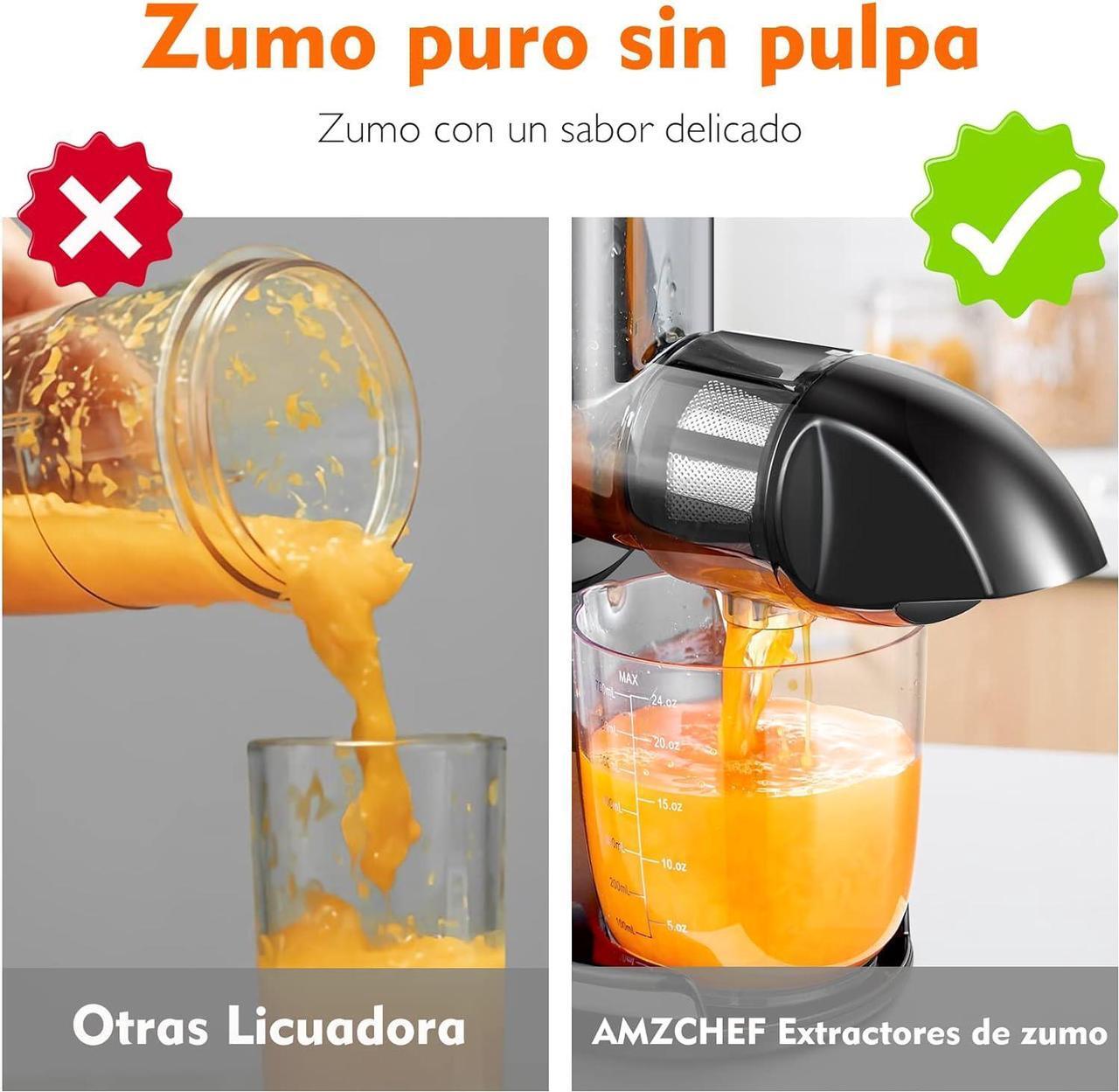 Alt view image 5 of 7 - Slow Juicer, Masticating Juicer Machines with Reverse Function, Cold Press Juicer with Brush, Recipes for High Nutrient Fruits and Vegetables, Green(Updated)