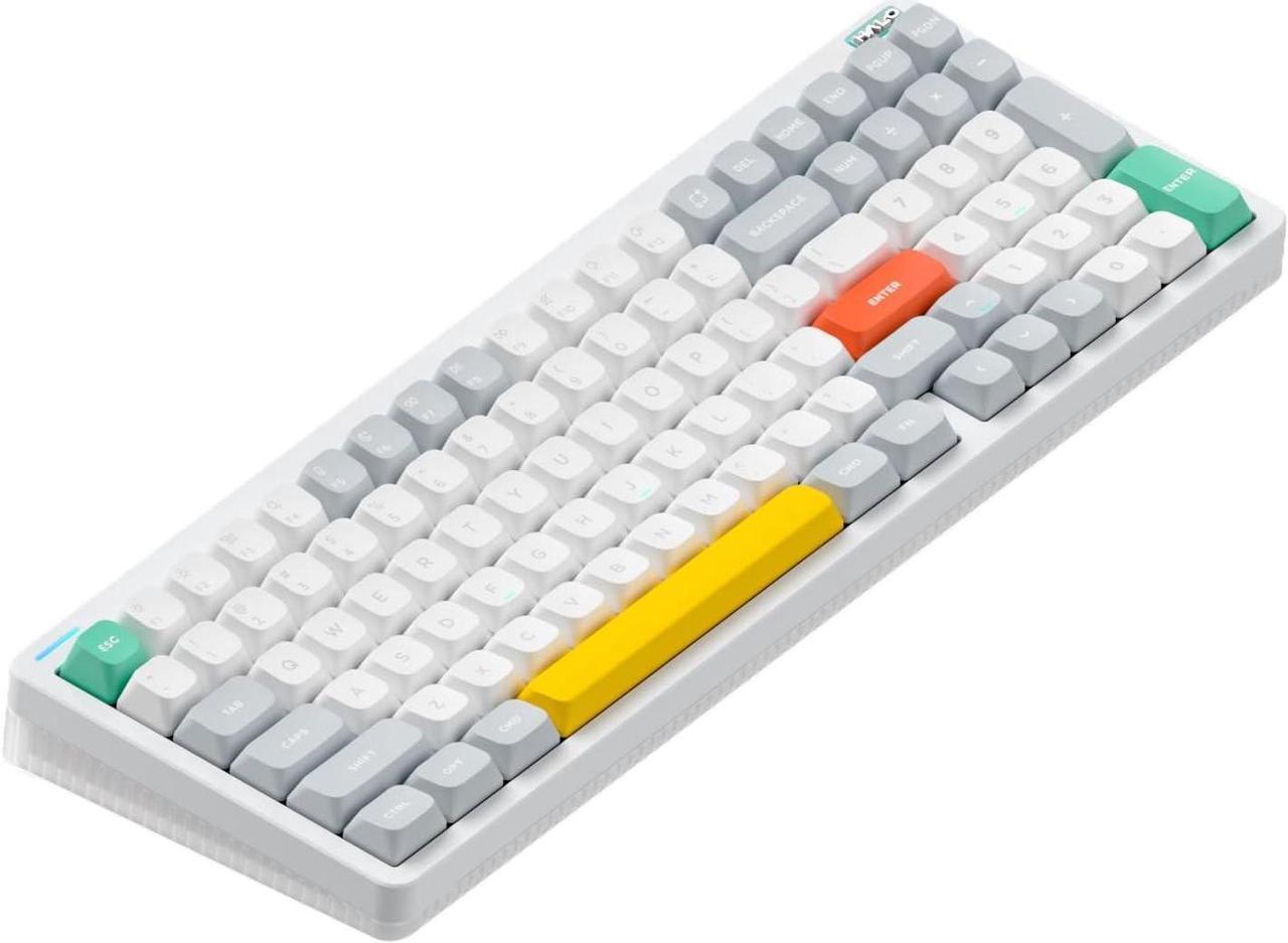 NUPHY Halo96 V2 Wireless Keyboard,Gasket Structure,96% Hot Swappable Gaming Keyboard, 99 Kyes RGB Backlit Mechanical Keyboard, Support QMK/VIA,Bluetooth/USB-C/2.4GHz - White,Lemon Switches (55gf)