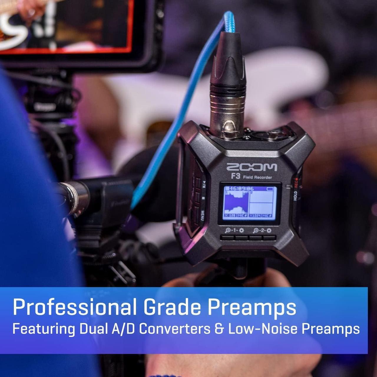 Alt view image 4 of 7 - Zoom F3 Professional Field Recorder, 32-bit Float Recording, 2 Channel Recorder, Dual AD Converters & RØDE Wireless Go II Dual Channel Wireless System with Built-in Microphones