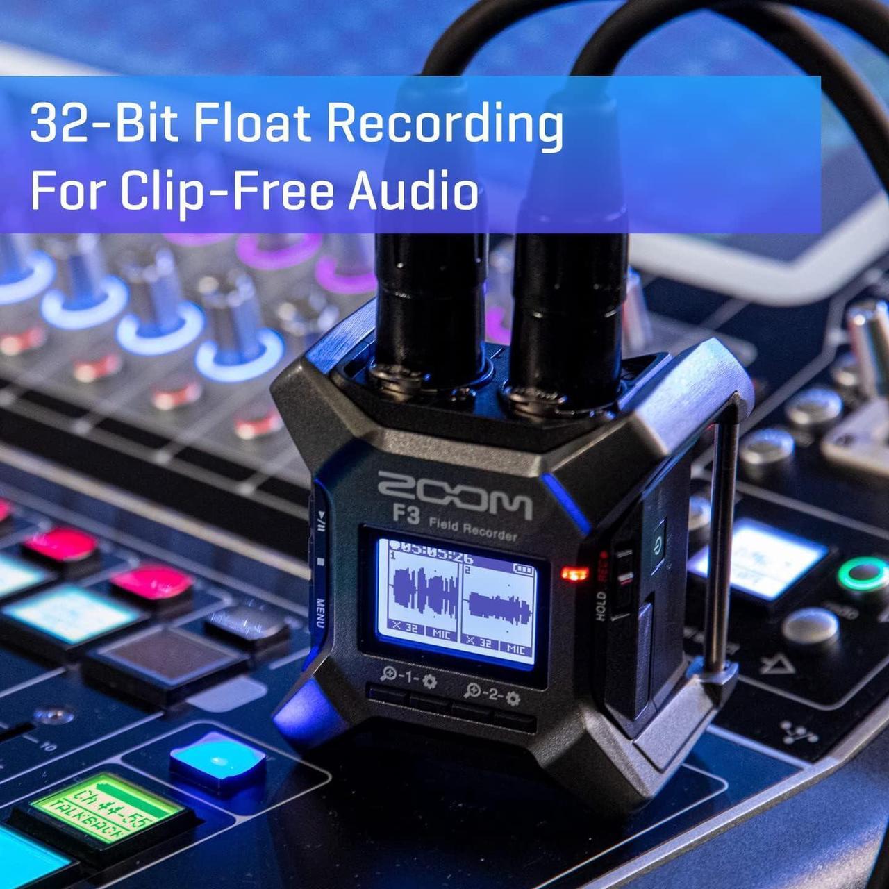 Alt view image 2 of 7 - Zoom F3 Professional Field Recorder, 32-bit Float Recording, 2 Channel Recorder, Dual AD Converters & RØDE Wireless Go II Dual Channel Wireless System with Built-in Microphones