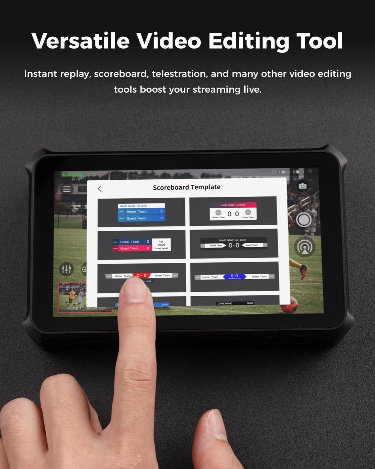 Alt view image 4 of 7 - OBSBOT Talent Video Switcher Monitor Encorder Recorder All in One Video Mixer with 7 Video Inputs, Live Streaming to NDI/RTMP/SRT/YouTube and Others Platforms via Wi-Fi, 4G LTE, Ethernet, USB Port.