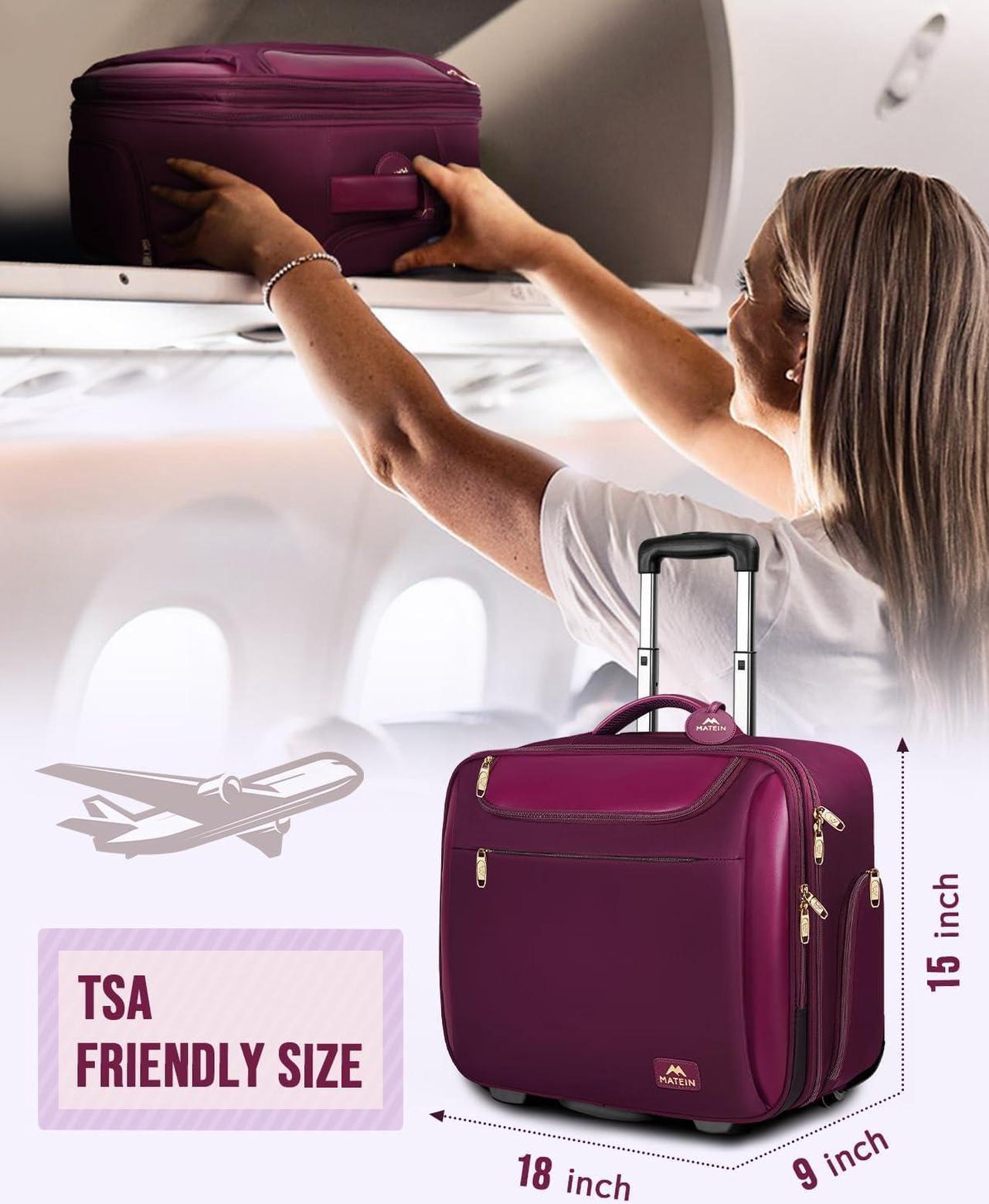 Alt view image 5 of 6 - Rolling Briefcase for Women, Large 17 Inch Laptop Travel Bag with Wheels & 3 Packing Cubes, Carry On Business Luggage Office Roller Computer Case Suitcase for Teacher College Work, Purple