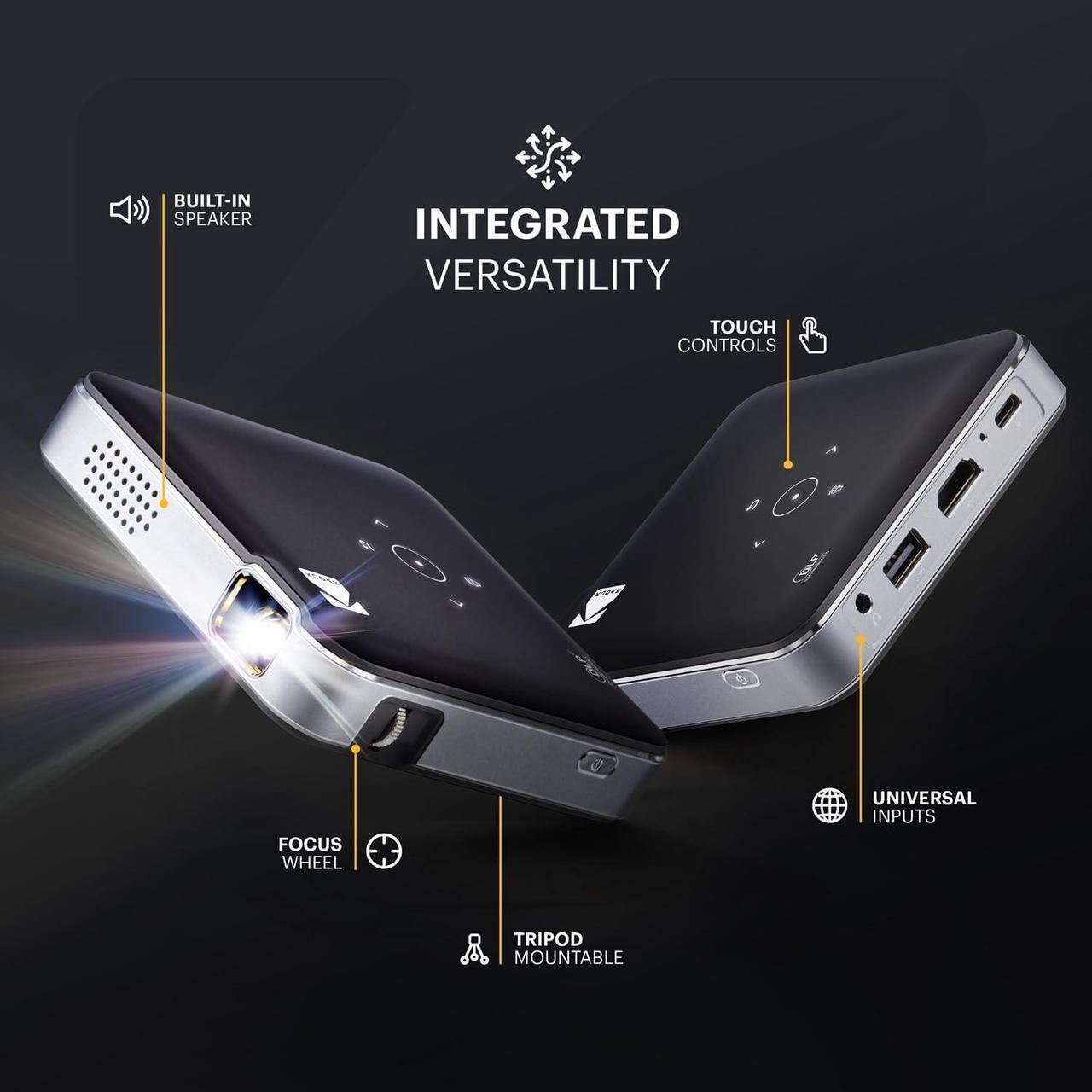 Alt view image 2 of 5 - KODAK Luma 150 Ultra Mini Pocket Pico Projector - Black Built-in Battery & Speaker, 1080P Support Portable Wireless LED DLP Movie & Video Travel Projector, connects to iPhone and Android