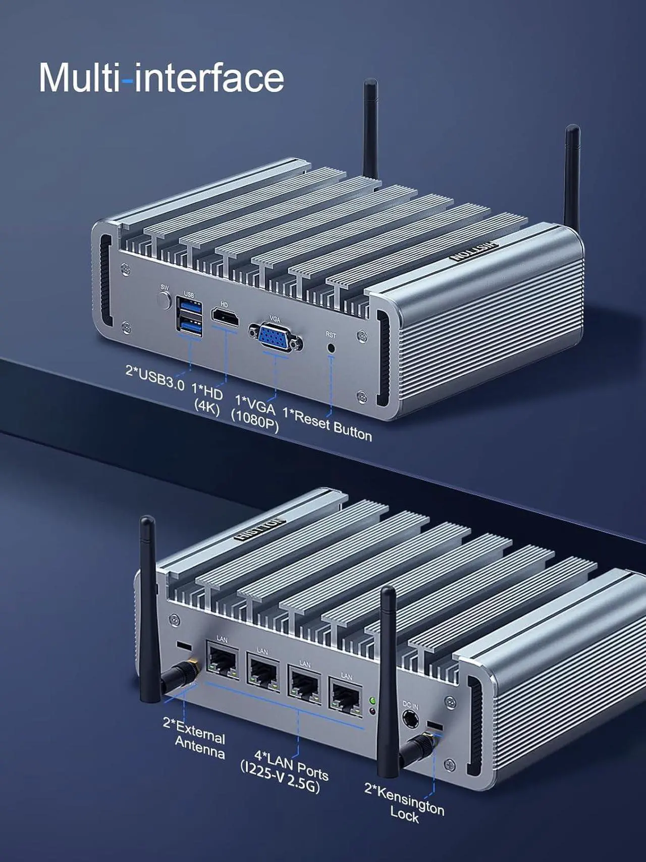 Alt view image 6 of 7 - Mini PC, Mini Firewall PC Celeron J4125 DDR4 8GB RAM 256GB SSD, Quad Core AES-NI OPNsense Industrial PC, VGA, HD, WiFi, BT4.0, 4 × 2.5Gbe I225 LAN for Network Firewall Gateway, RTC