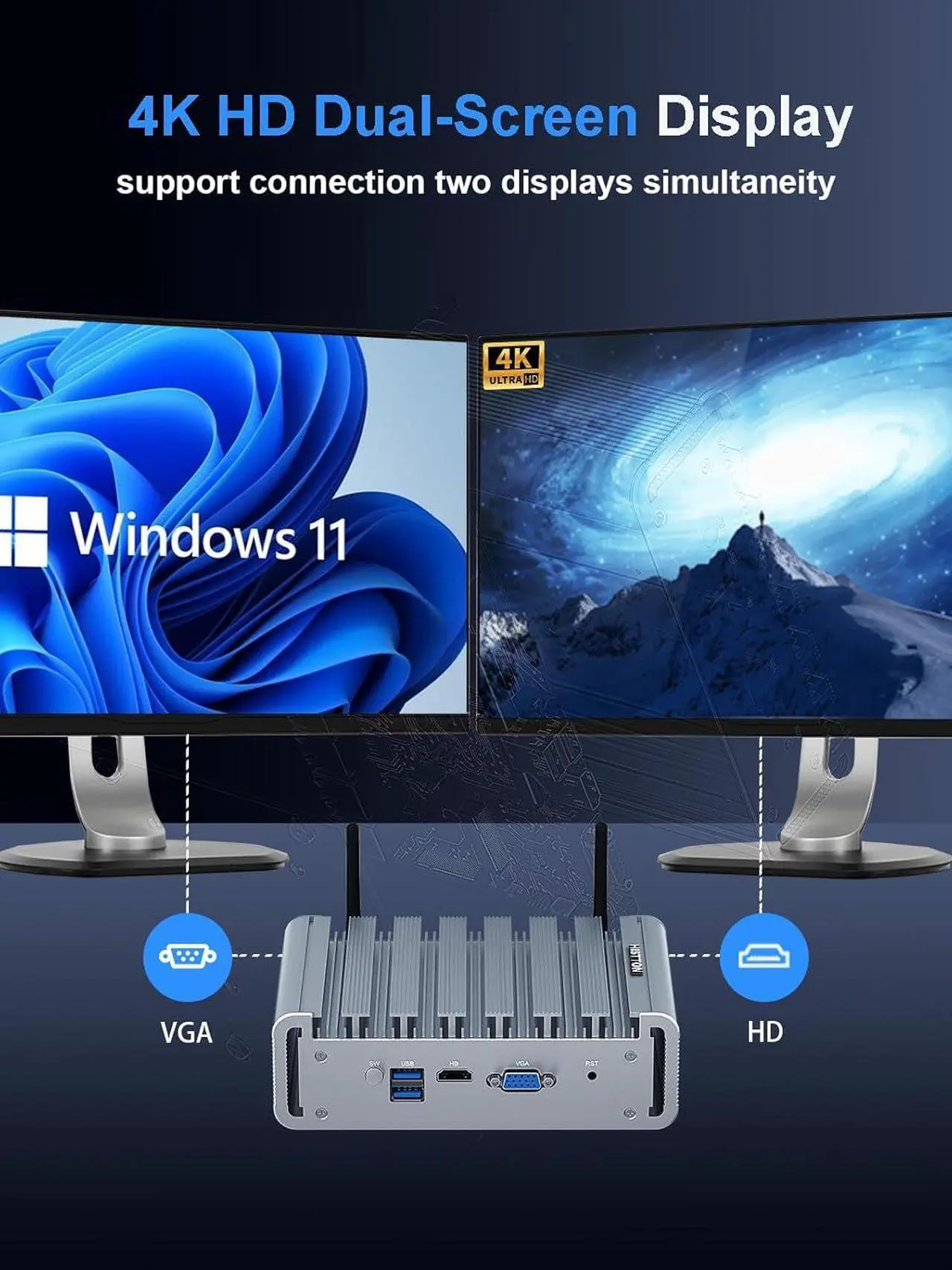 Alt view image 4 of 7 - Mini PC, Mini Firewall PC Celeron J4125 DDR4 8GB RAM 256GB SSD, Quad Core AES-NI OPNsense Industrial PC, VGA, HD, WiFi, BT4.0, 4 × 2.5Gbe I225 LAN for Network Firewall Gateway, RTC