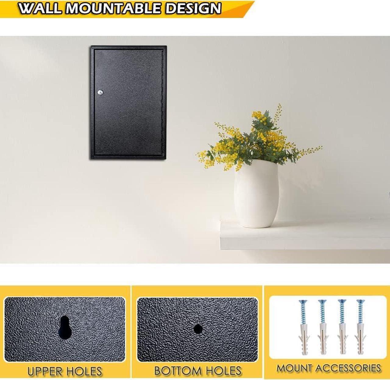 Alt view image 5 of 6 - Key Box Wall Mount 64 Position Metal Locking Key Cabinet Organizer with Key Tags Key Safe Security Storage Lockbox Holder for Valets, Hotels, Car and House Keys, Key Keeper Box - Black