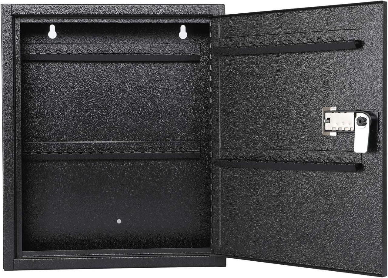 Alt view image 5 of 7 - Locking Key Cabinet, 60 Key Storage Lock Box with Code, Key Box Wall Mount with Combination Lock, Key Hooks & Tags Key Labels,(Black,60 Key)