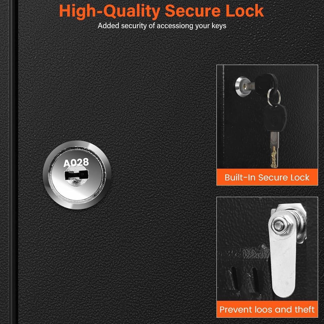 Alt view image 6 of 7 - 50 Keys Key Cabinet, Anti-Theft Key Lock Box with Key Tags, Adjustable Key Organizer Wall Safe for Car Office House Garage Rental Business