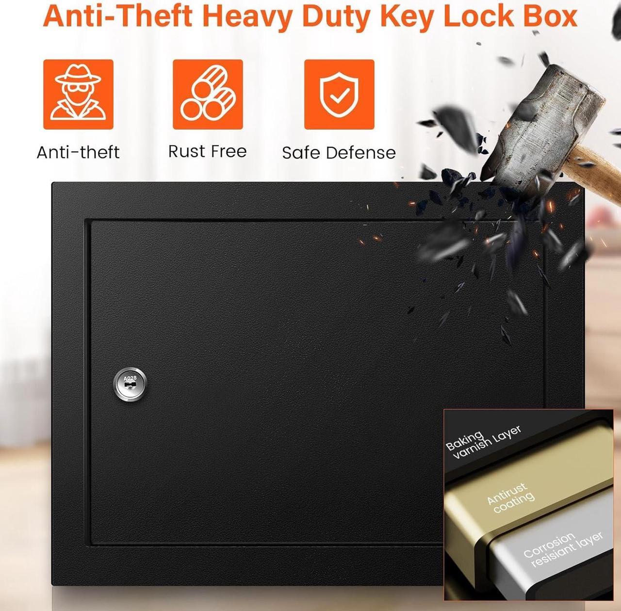 Alt view image 2 of 7 - 50 Keys Key Cabinet, Anti-Theft Key Lock Box with Key Tags, Adjustable Key Organizer Wall Safe for Car Office House Garage Rental Business