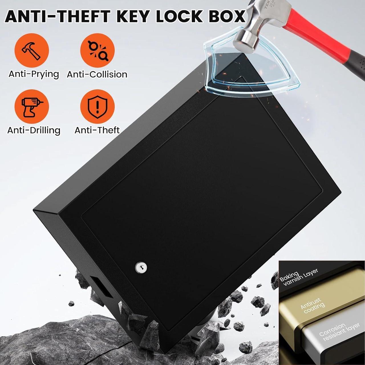 Alt view image 2 of 7 - 75 Keys Key Lock Box Wall Mount with 75 Colored Key Tags, Anti-Theft Key Box Key Cabinet with Side Opening, Key Organizer Key Safe for Home Office Garage Rental Business