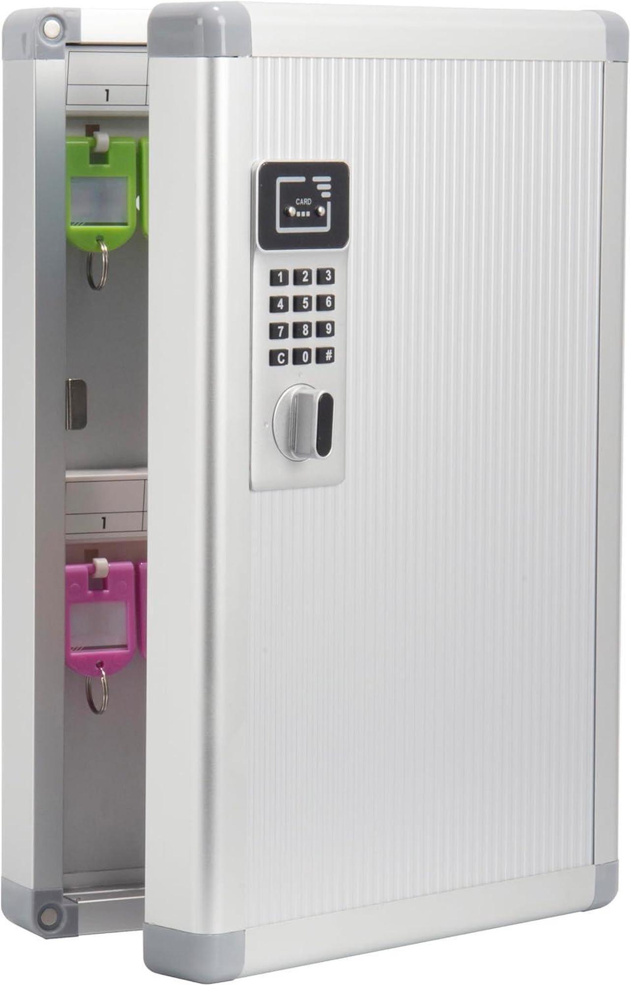 Main image of Key Organizer Lock Box with Combination Lock, Key Box Wall Mount with Code Lock and Key Tag for House Keys Outdoor Key Cabinet (Silver, 24 Slots) 8.46 * 2.55 * 13 Inch